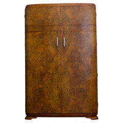 Art Deco British Burr Walnut Wardrobe, 1930s