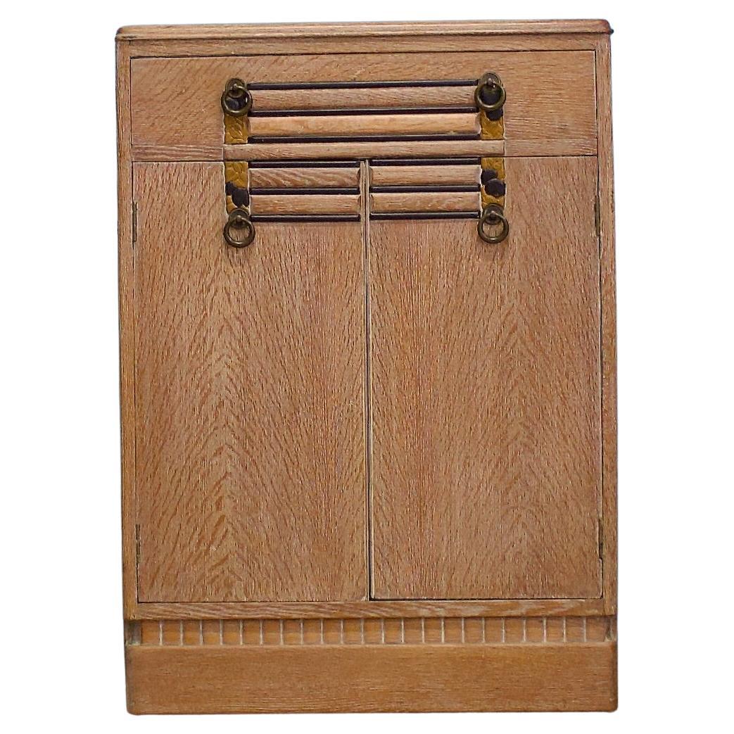 Art Deco British Limed Oak Tallboy, 1930s For Sale