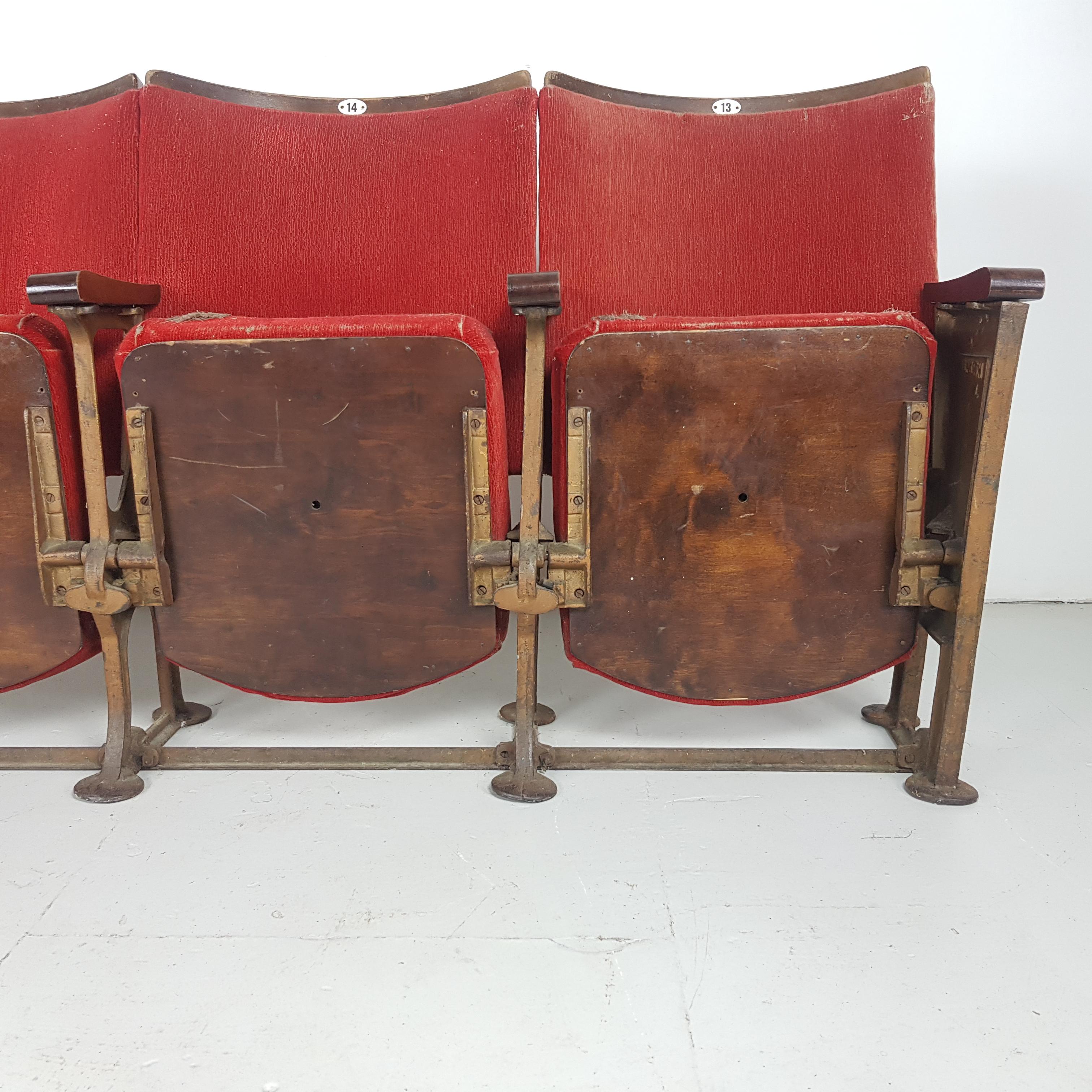 Art Deco British Red Velvet Cinema Seats For Sale 1