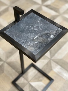 Art Deco Bronx Martini Table with Nero Marble Blackened Steel