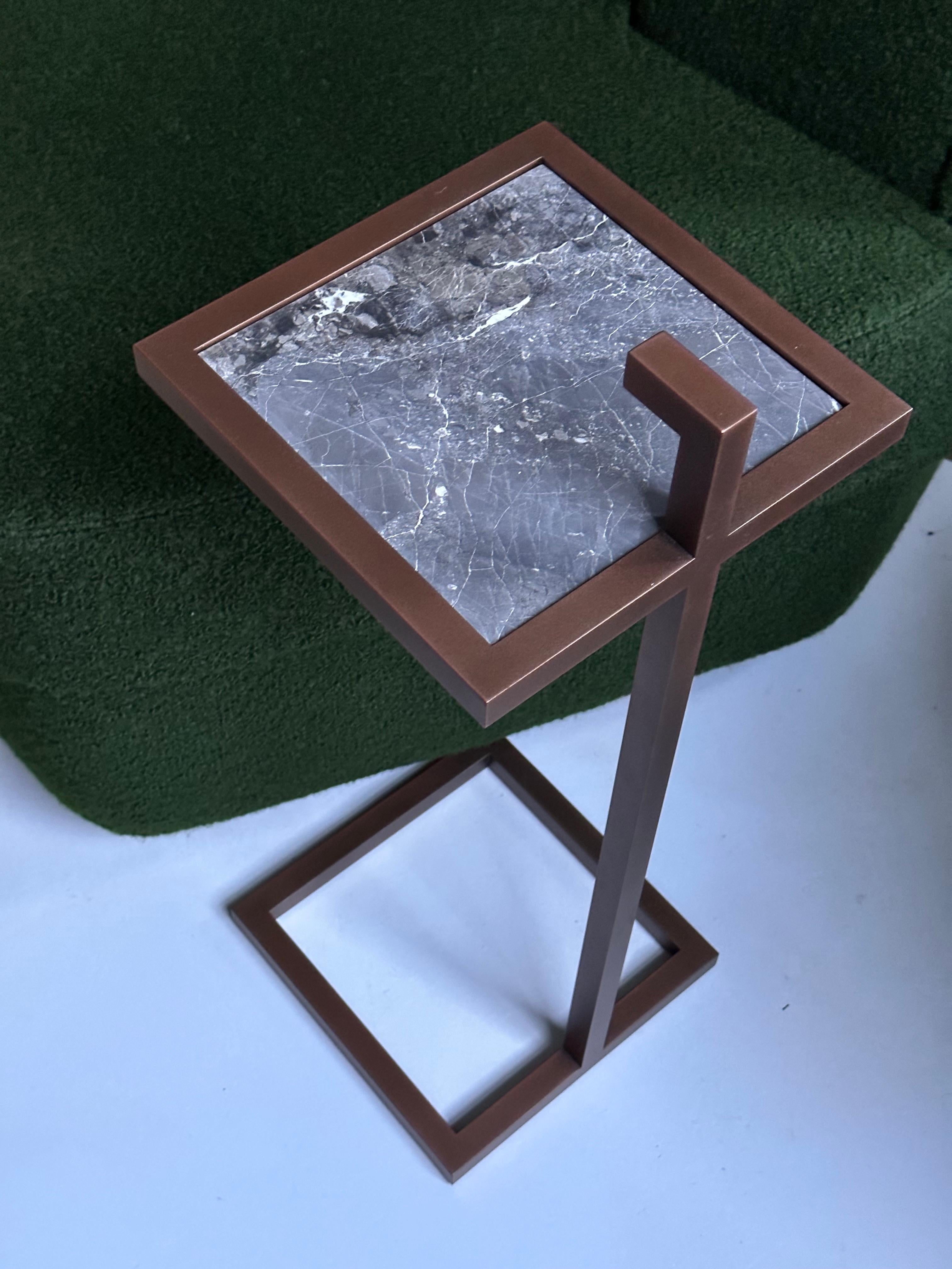 Contemporary Art Deco Bronx Martini Table with Nero Marble Light Bronze For Sale