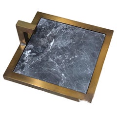 Art Deco Bronx Martini Table with Nero & Polished Real Brass Antique Finish