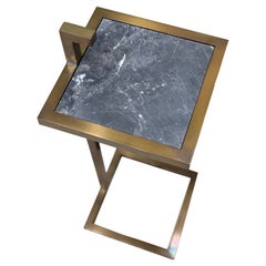 Art Deco Bronx Martini Table with Nero & Polished Real Brass Antique Finish