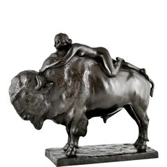 Bronzo Art Déco Rapimento di Europa su toro di Karl Donndorf 1930