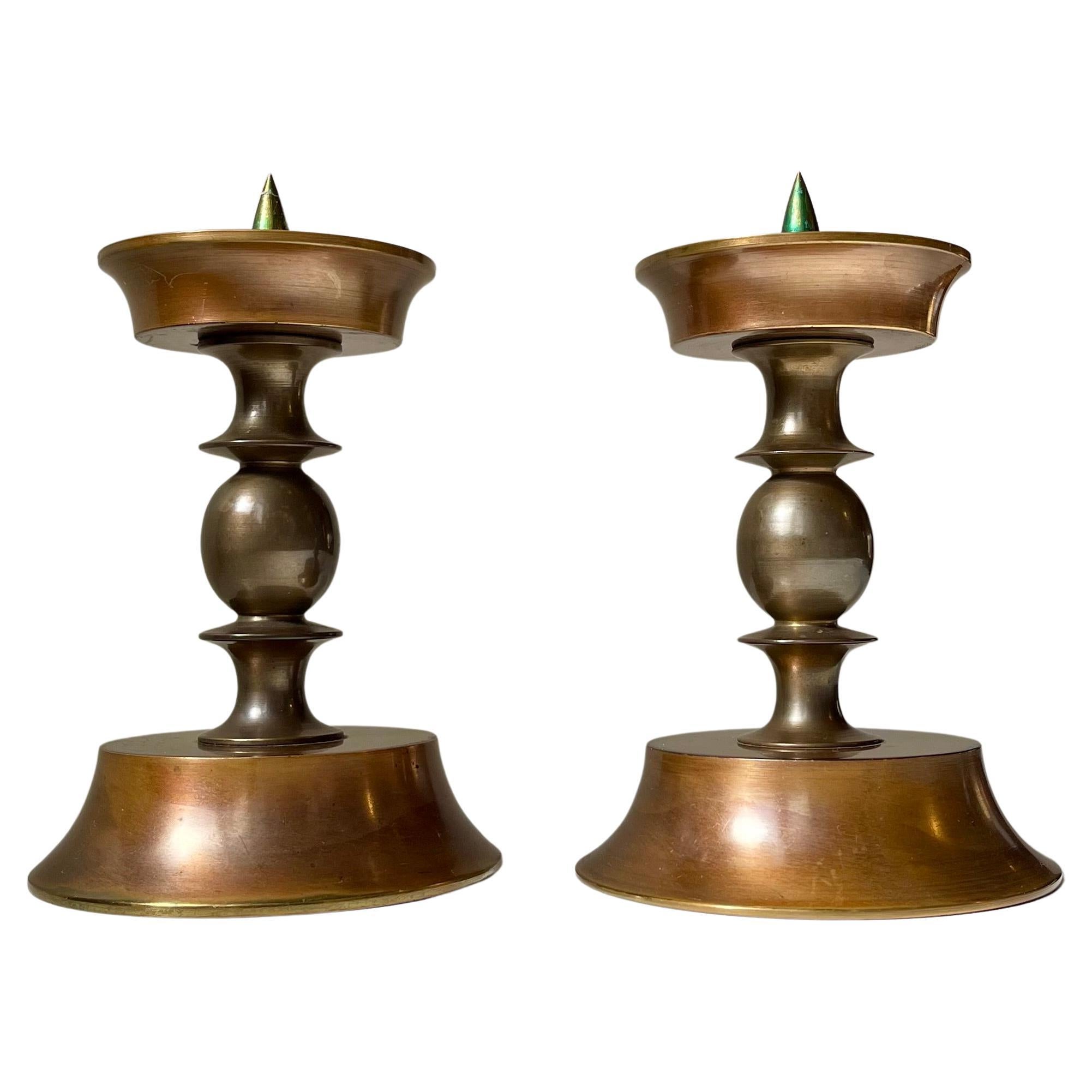 Art-Déco-Altar-Kerzenhalter aus Bronze von CAWA, 1930er Jahre