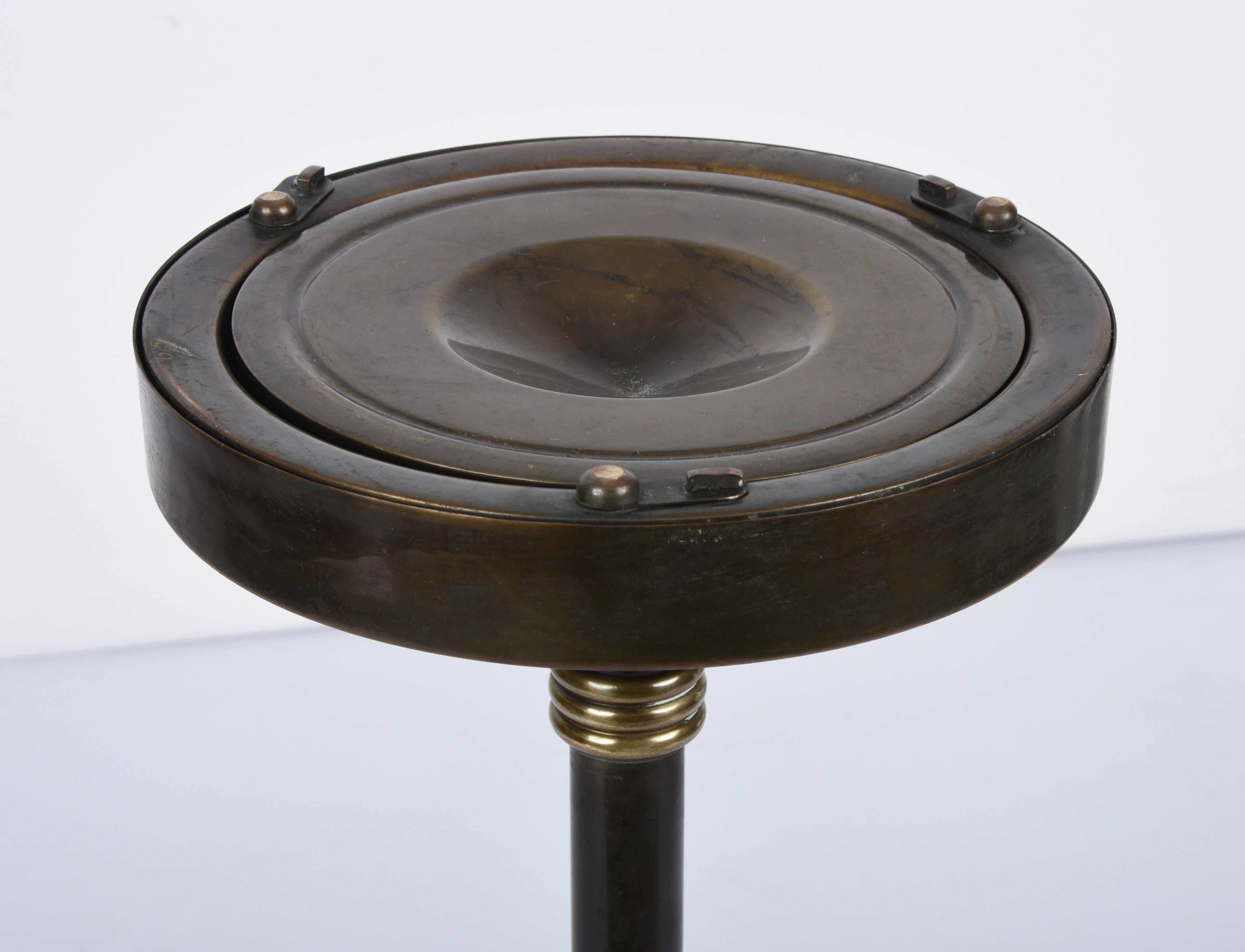 Art Deco Bronze and Brass Italian Circular Floor Ashtray, 1930s 9