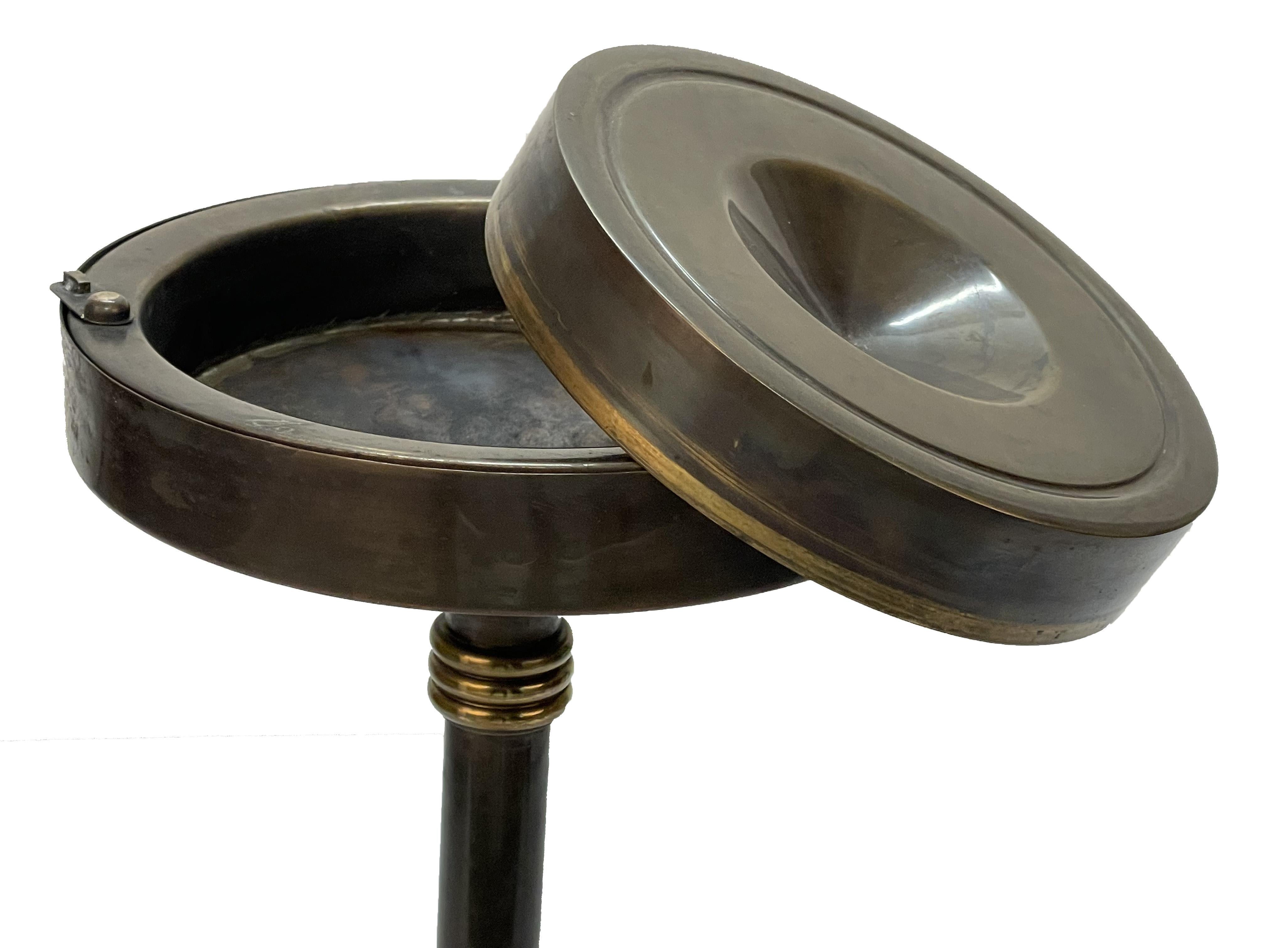 Art Deco Bronze and Brass Italian Circular Floor Ashtray, 1930s 13