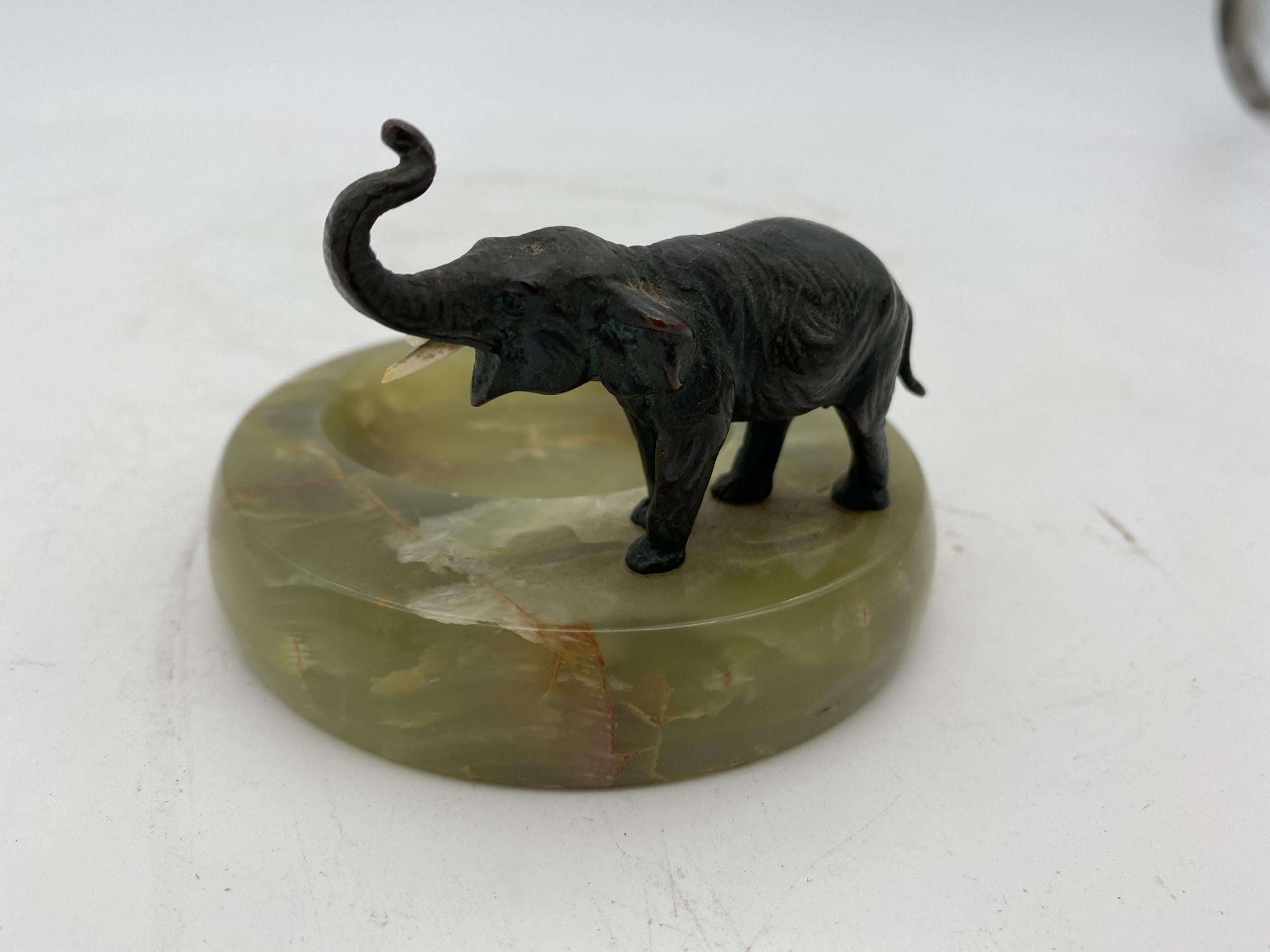 Early 20th Century Art Deco Bronze and Marble Elephant Ashtray, circa 1920