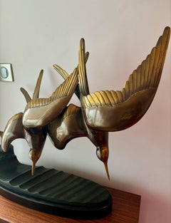 Sculpture Art Déco en bronze et marbre de Renéti