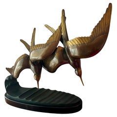 Art Deco Bronze and Marble Sculpture by Renéti