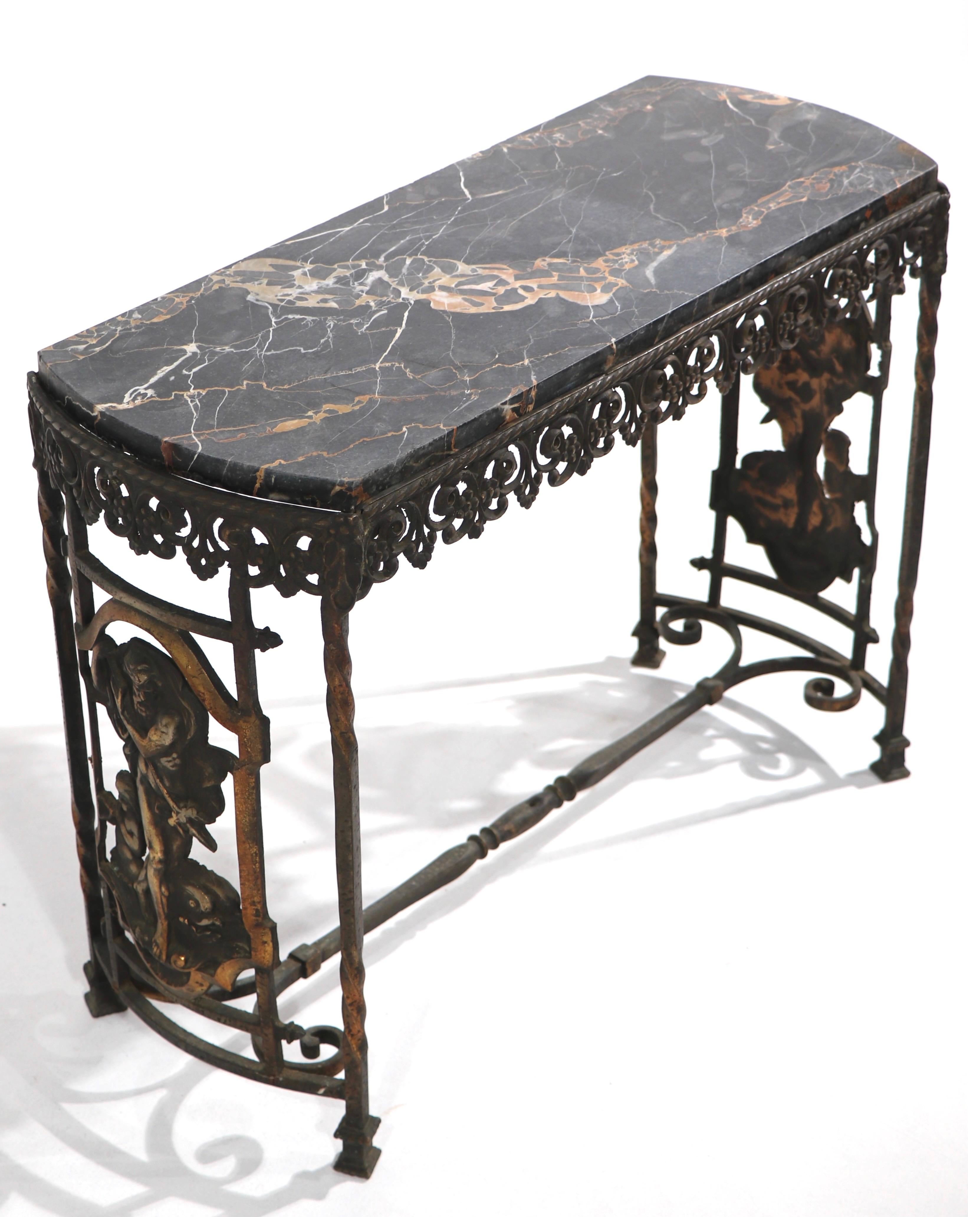 Art Deco Bronze and Marble Table Att. to Oscar Bach 7