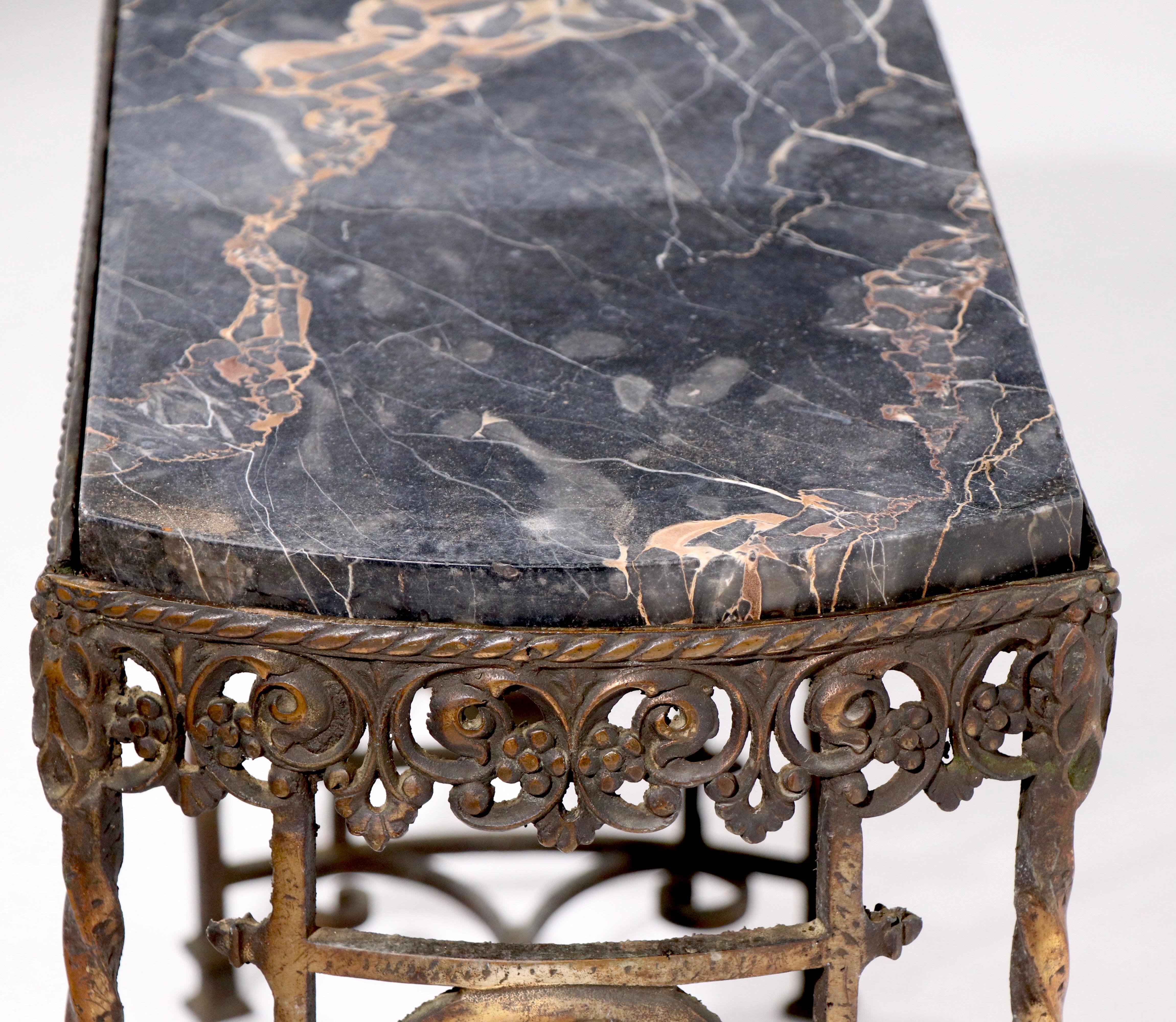 Art Deco Bronze and Marble Table Att. to Oscar Bach 3