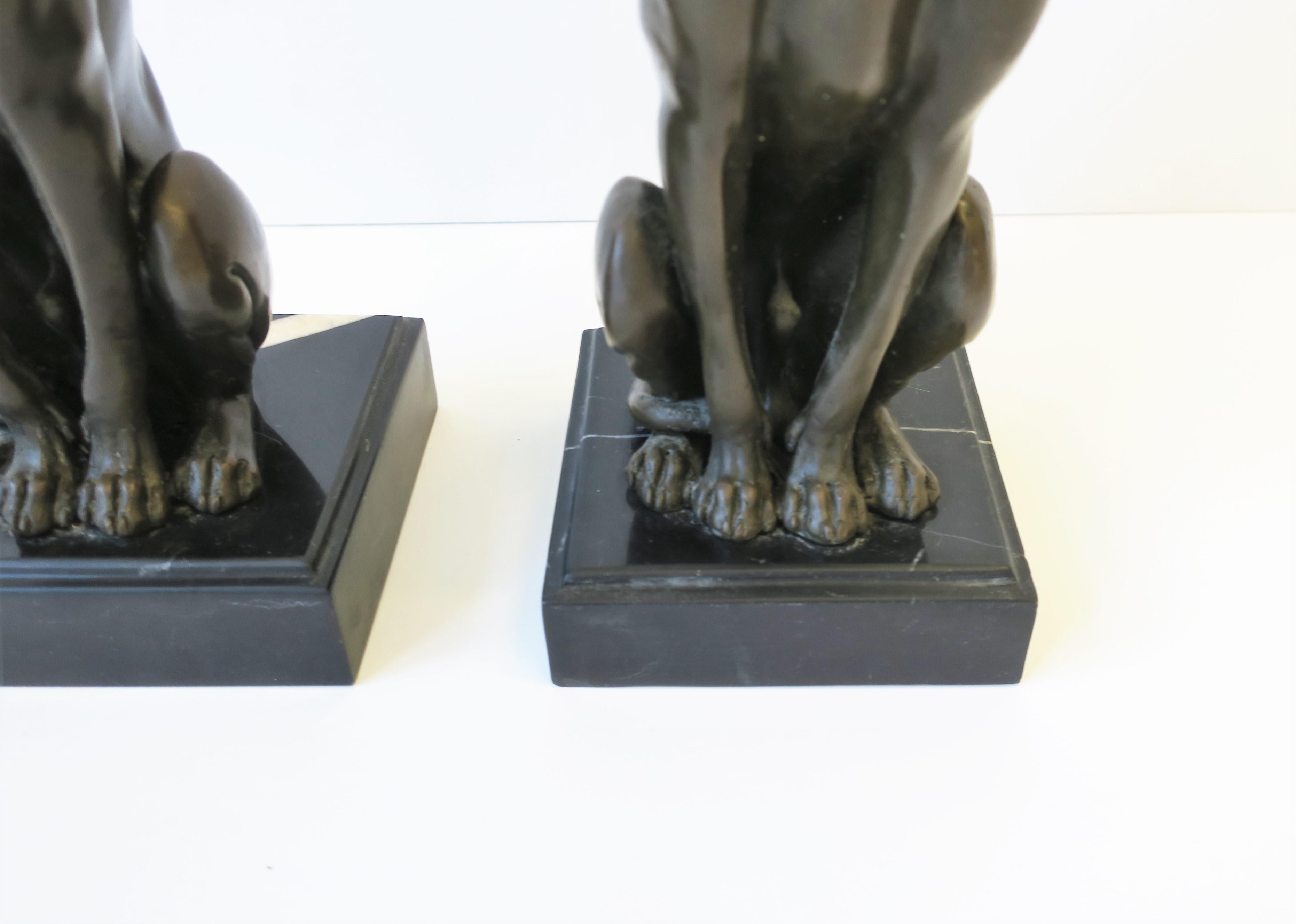 Art Deco Bronze and Marble Whippet or Greyhound Dog Sculpture Bookends 4
