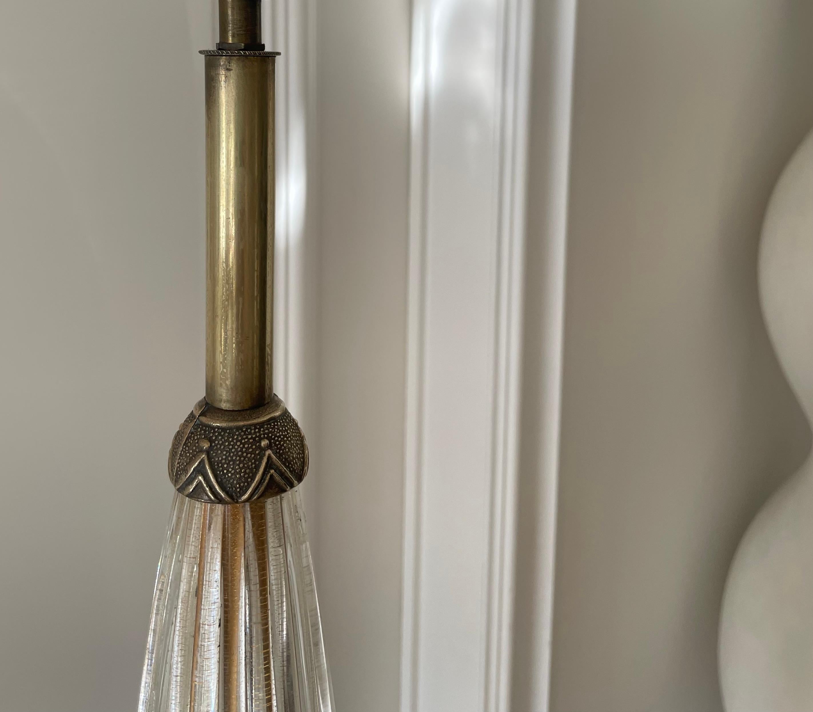 Art Deco Bronze and Murano Glass Floor Lamp Attributed to Barovier, Italy 1925. For Sale 5