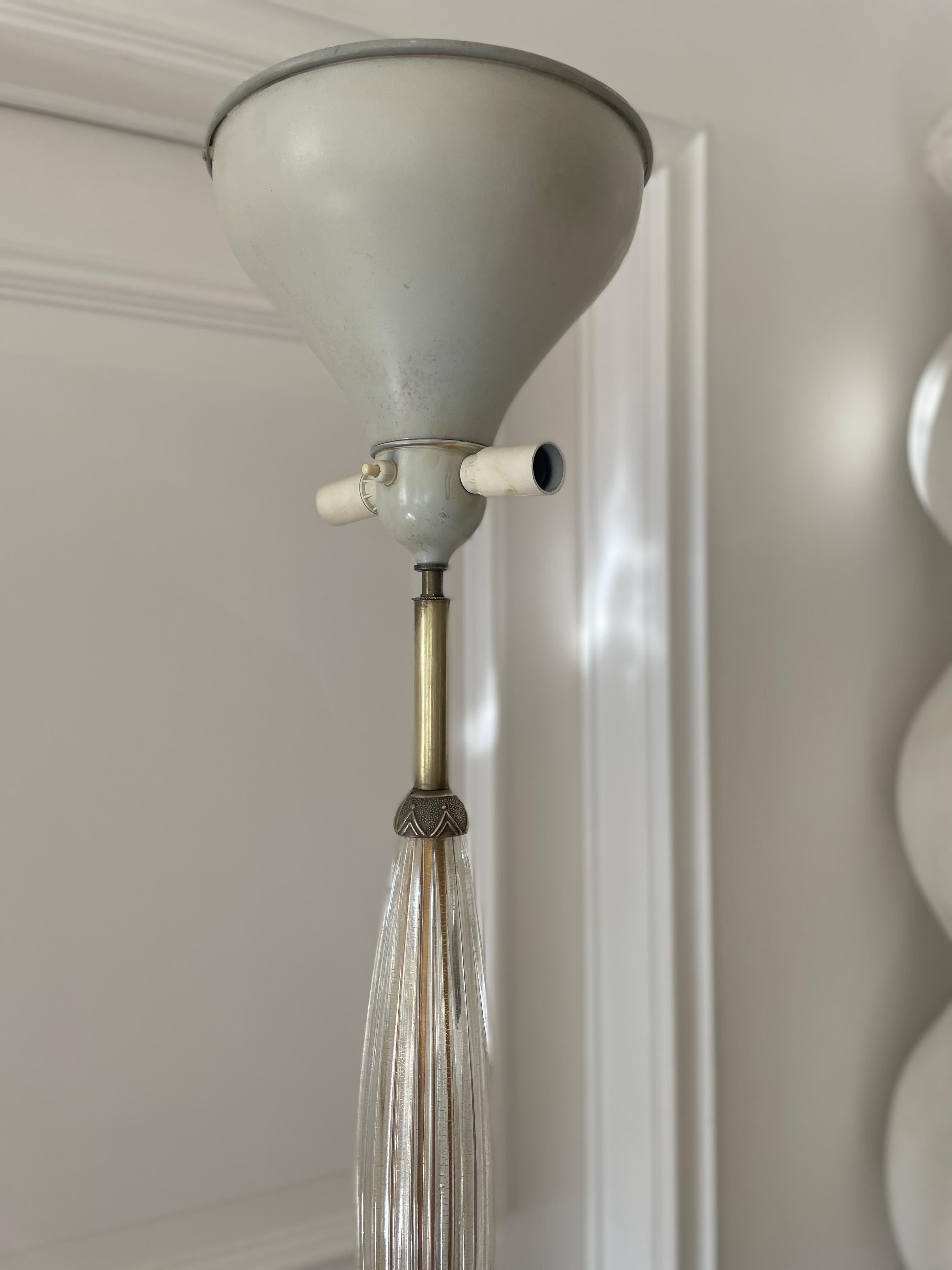 Art Deco Bronze and Murano Glass Floor Lamp Attributed to Barovier, Italy 1925. For Sale 3