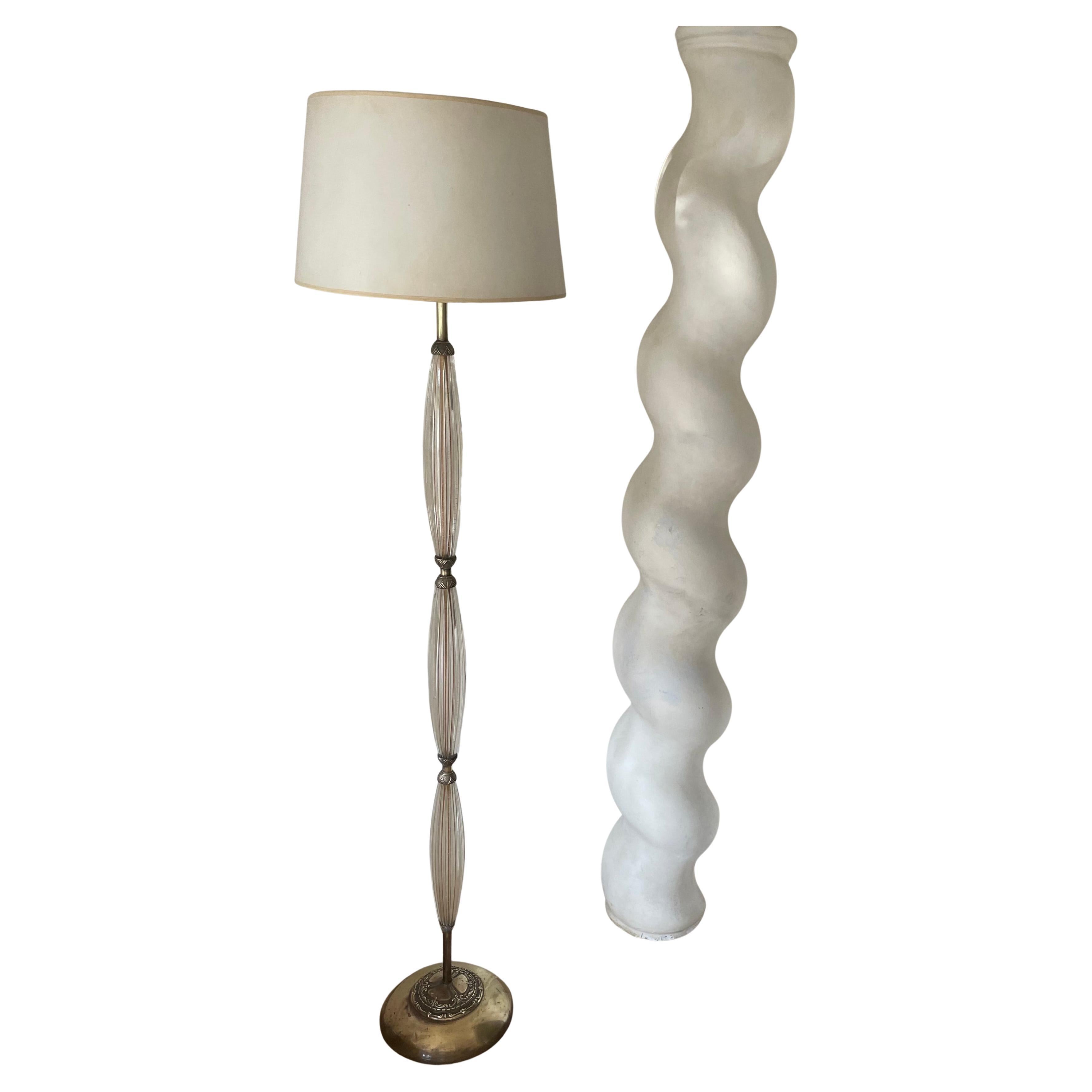 Art Deco Bronze and Murano Glass Floor Lamp Attributed to Barovier, Italy 1925. For Sale 2