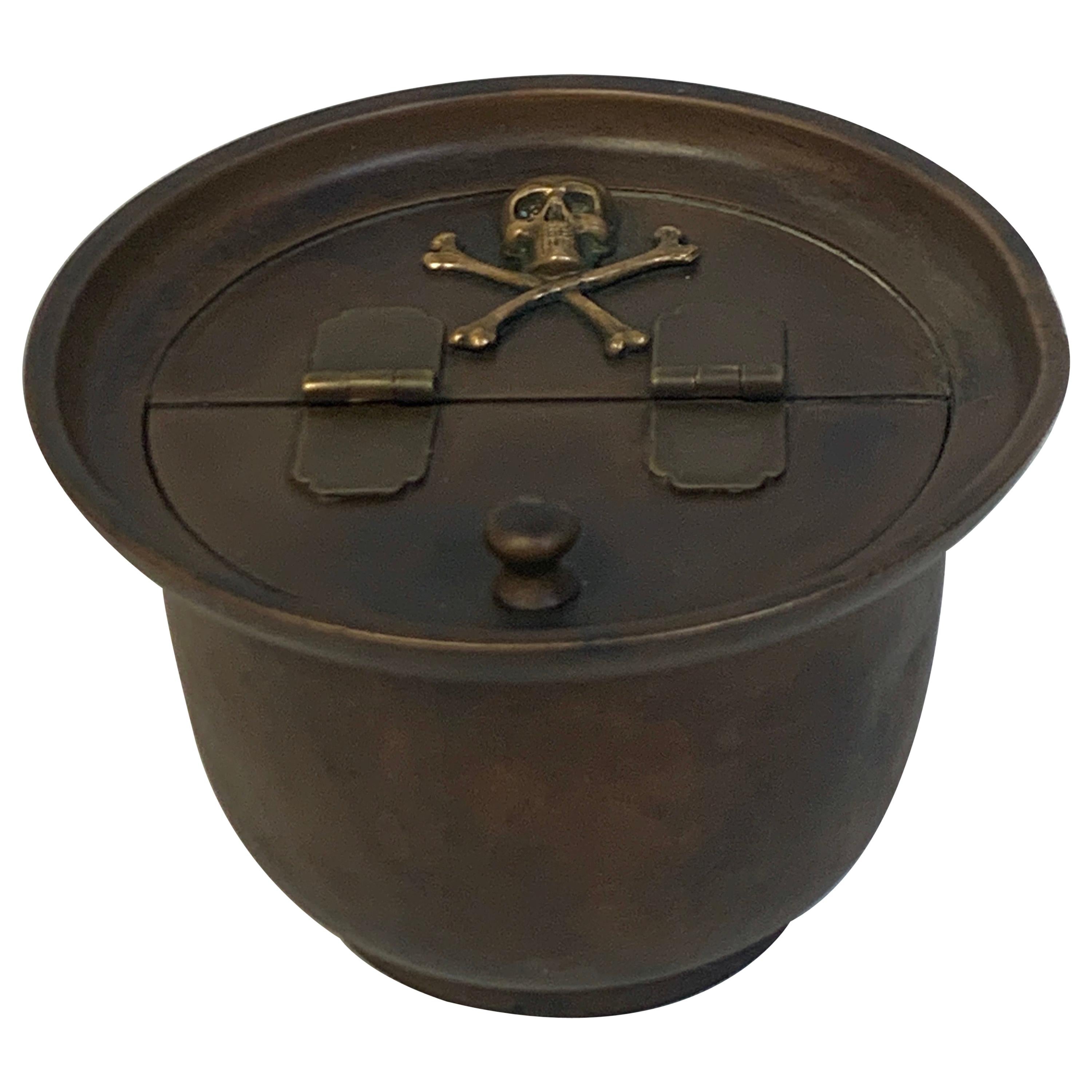 Art Deco Bronze and Silver Plated Skull Motif Cigar/Pipe Hinged Ashtray