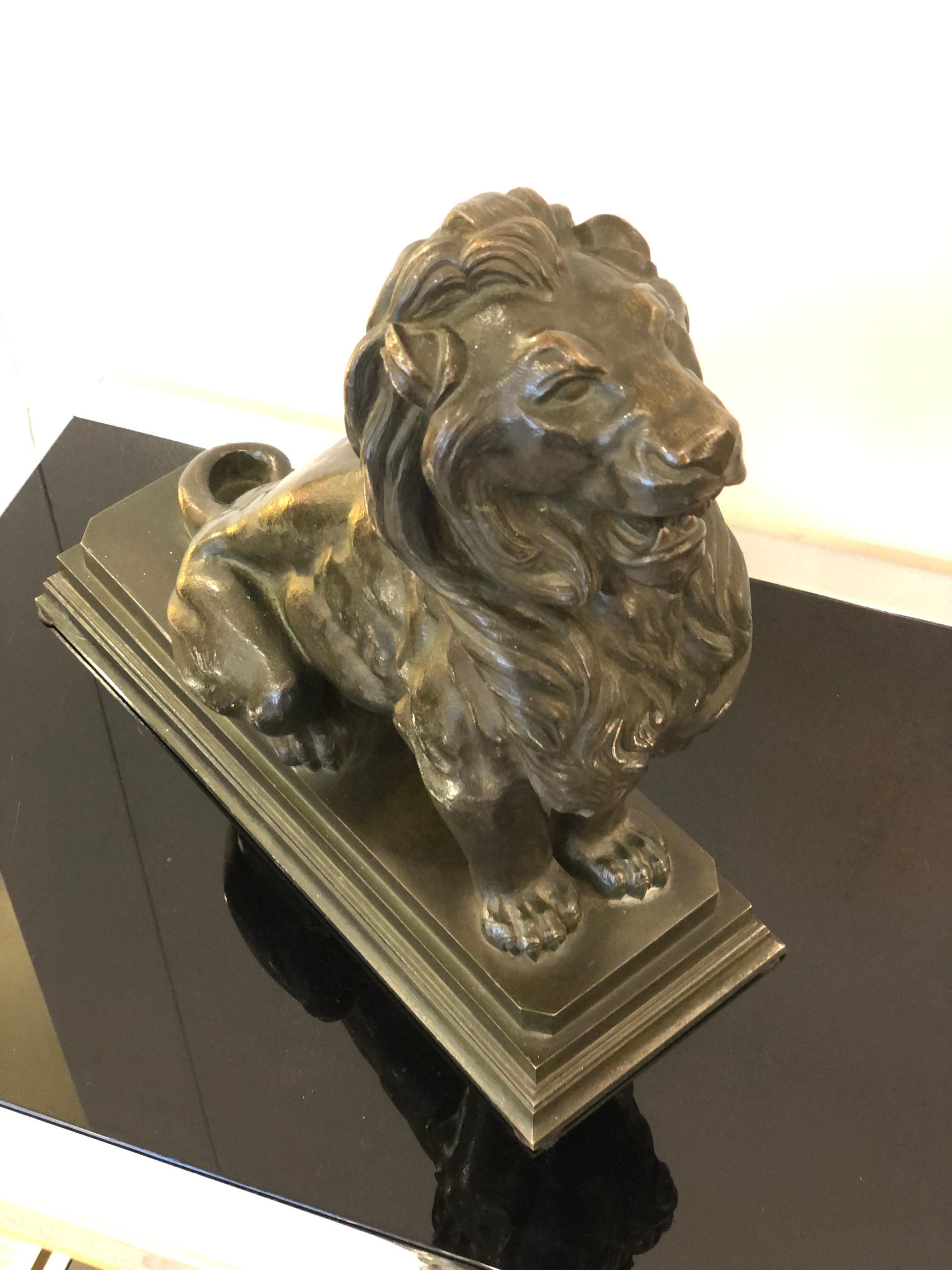 Art Deco Bronze Animal Lion Sculpture For Sale 4