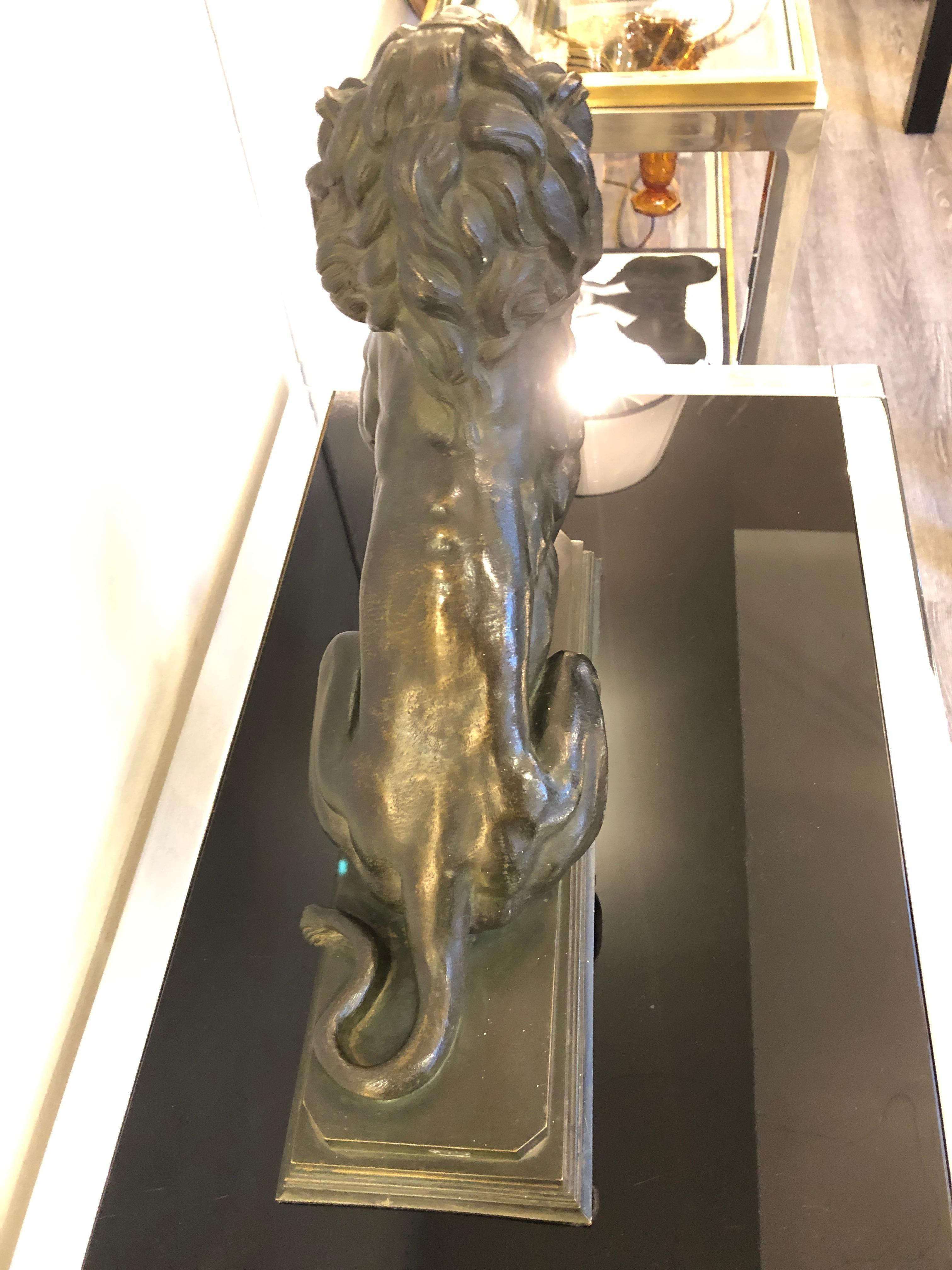 Art Deco Bronze Animal Lion Sculpture For Sale 7