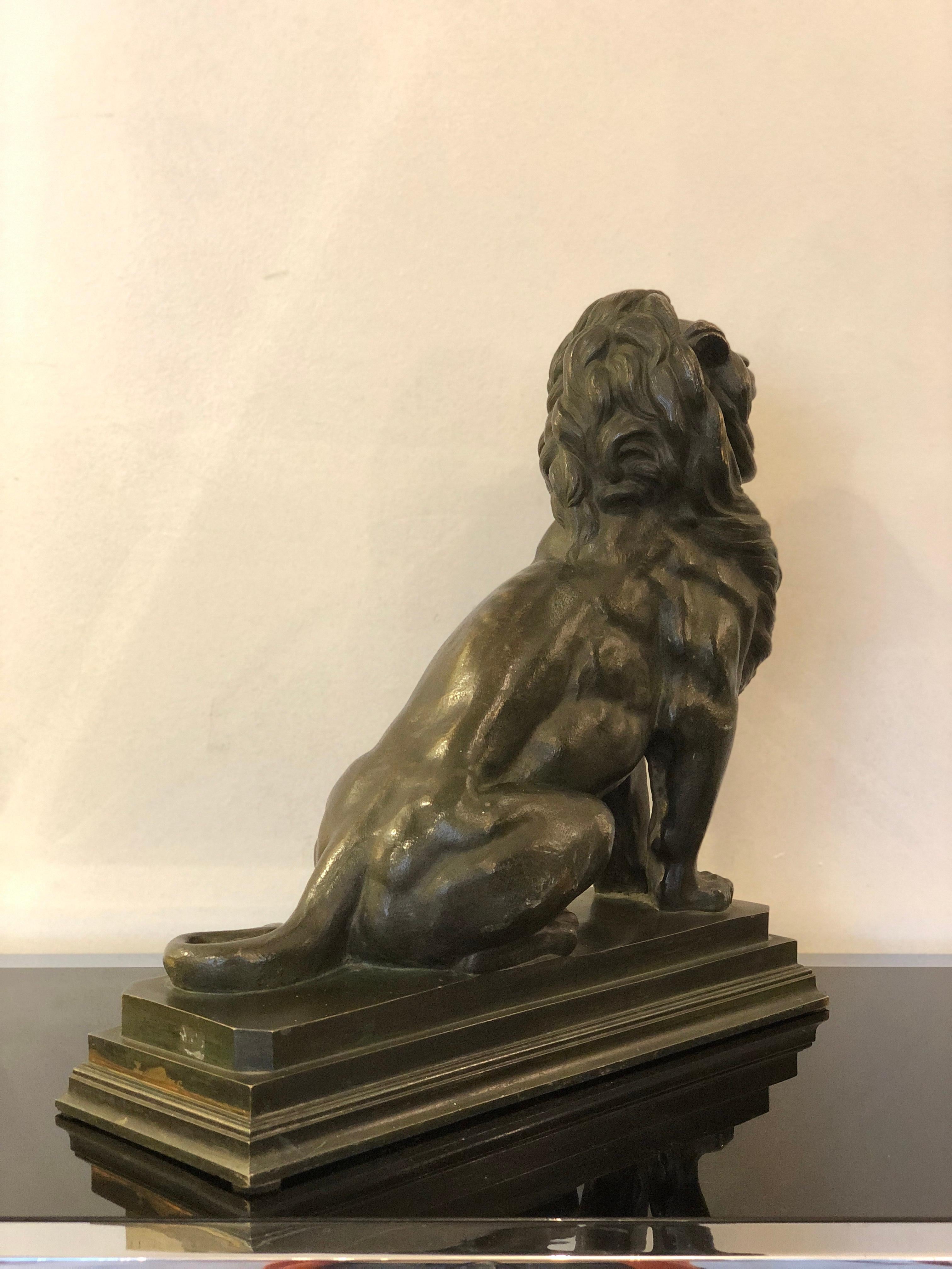20th Century Art Deco Bronze Animal Lion Sculpture For Sale