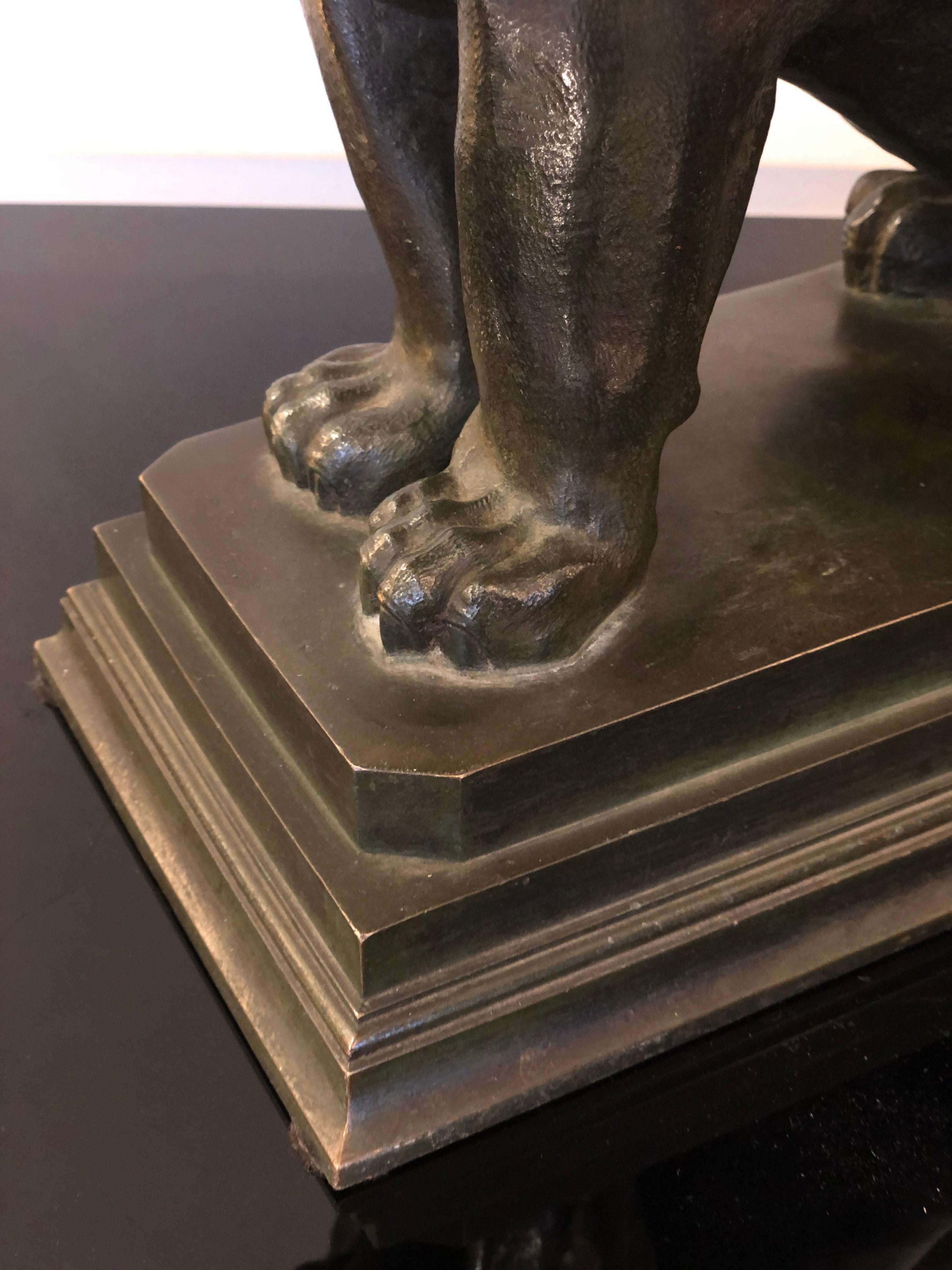 Art Deco Bronze Animal Lion Sculpture For Sale 3