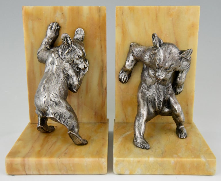 French Art Deco Bronze Bear Bookends Charles Paillet, France, 1920