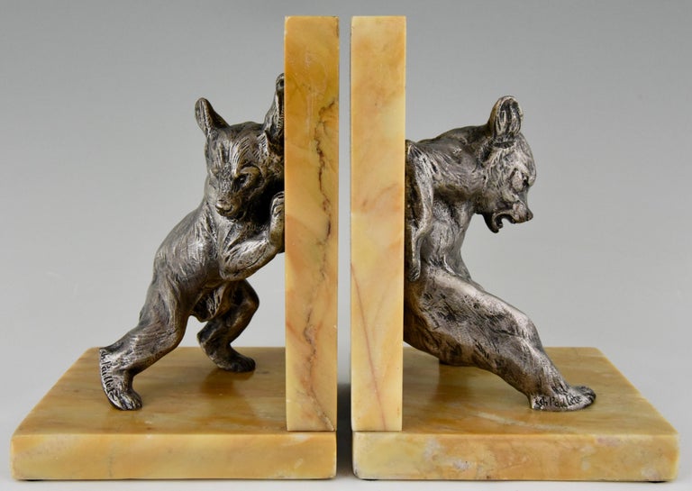 20th Century Art Deco Bronze Bear Bookends Charles Paillet, France, 1920
