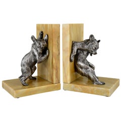 Vintage Art Deco Bronze Bear Bookends Charles Paillet, France, 1920