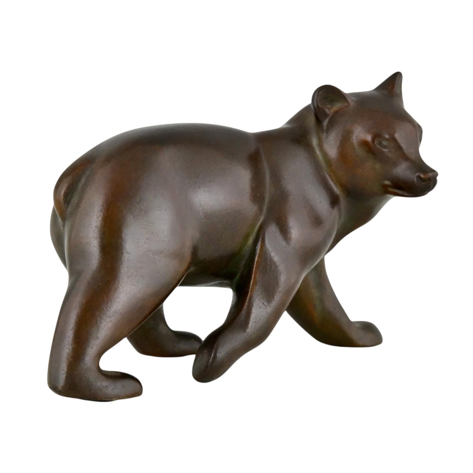 Art Déco Scultura di orso in bronzo Art Deco di Irenee Rochard Francia 1930 in vendita