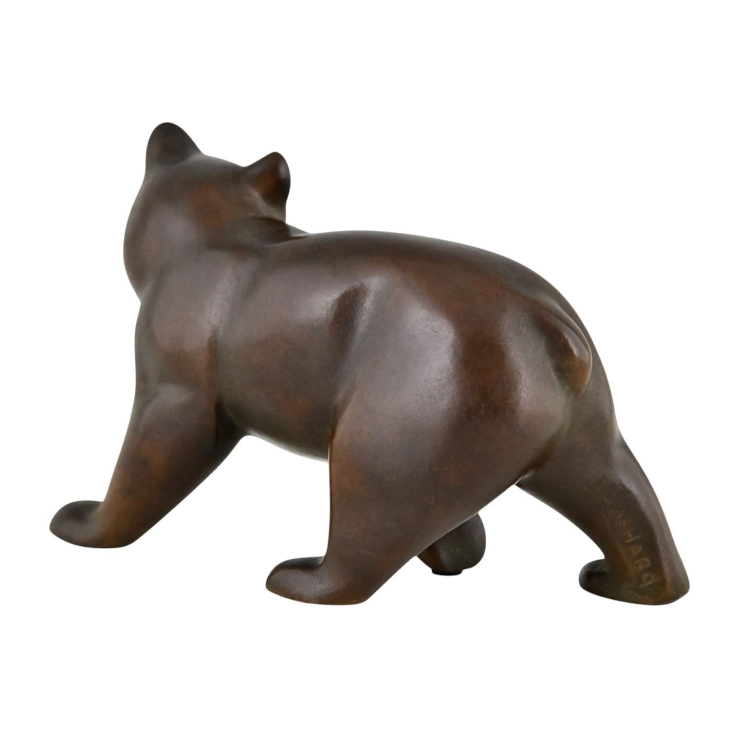 Patinato Scultura di orso in bronzo Art Deco di Irenee Rochard Francia 1930 in vendita