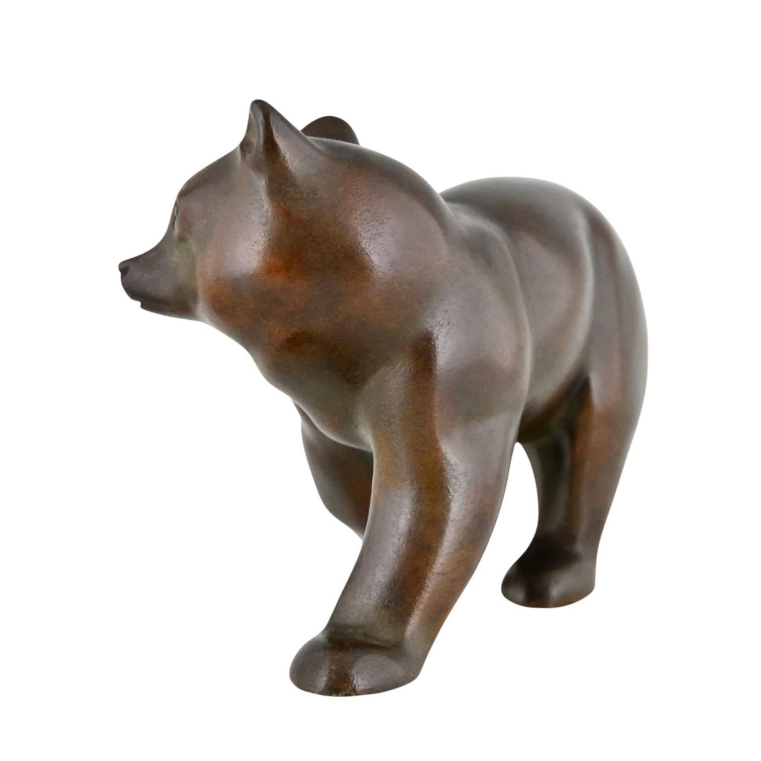 Metà XX secolo Scultura di orso in bronzo Art Deco di Irenee Rochard Francia 1930 in vendita