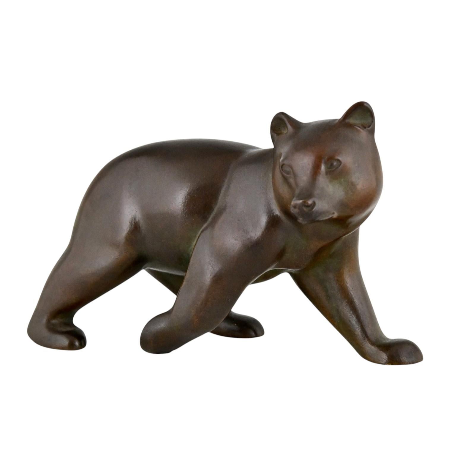 Bronzo Scultura di orso in bronzo Art Deco di Irenee Rochard Francia 1930 in vendita