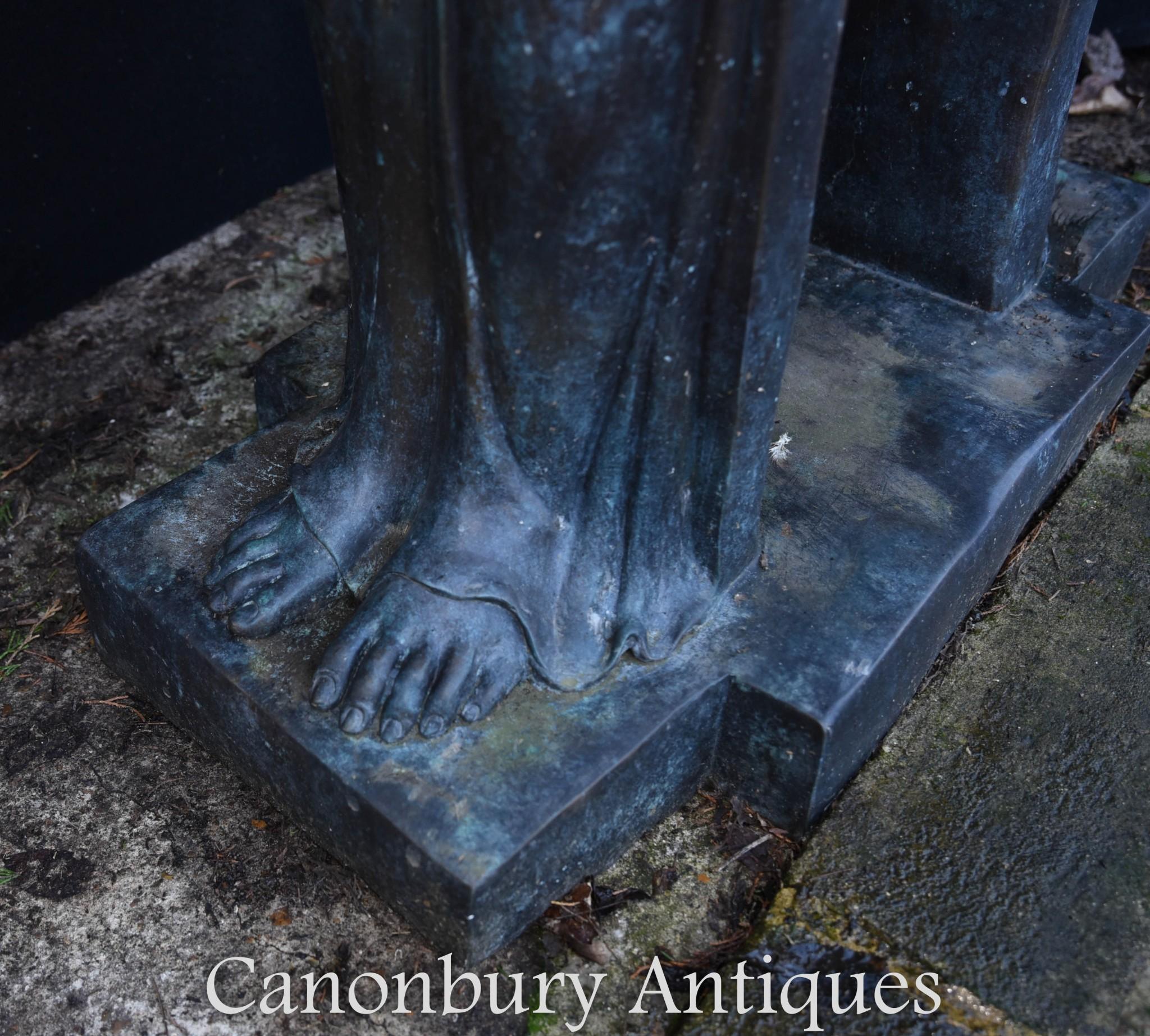 Art Deco Bronze Biba Figurine Jardinere Planter Statue In Good Condition For Sale In Potters Bar, GB