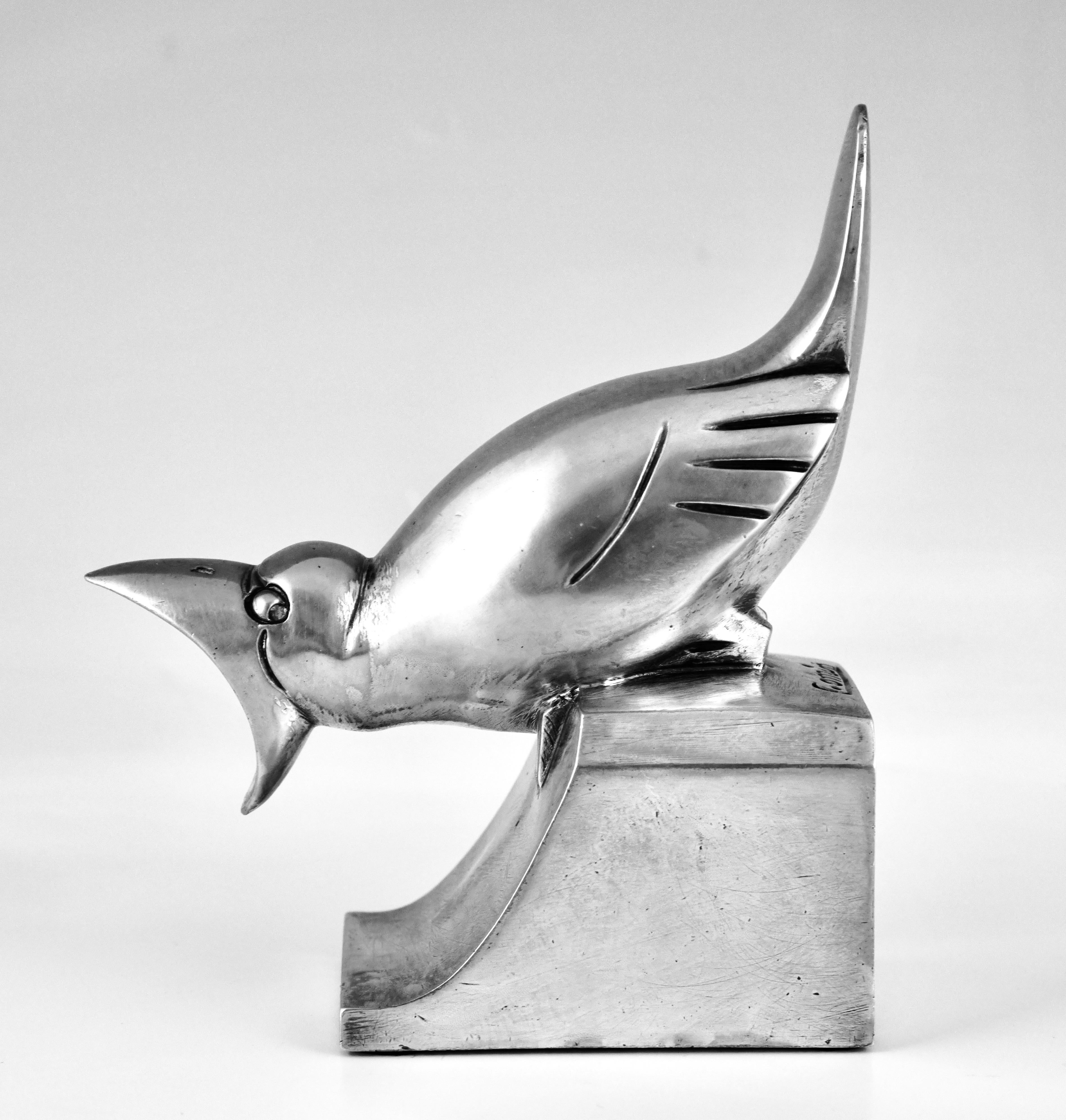 Art Deco Bronze Bird Bookends Signed by C. Omin, Marcel Guillemard Foundry For Sale 1