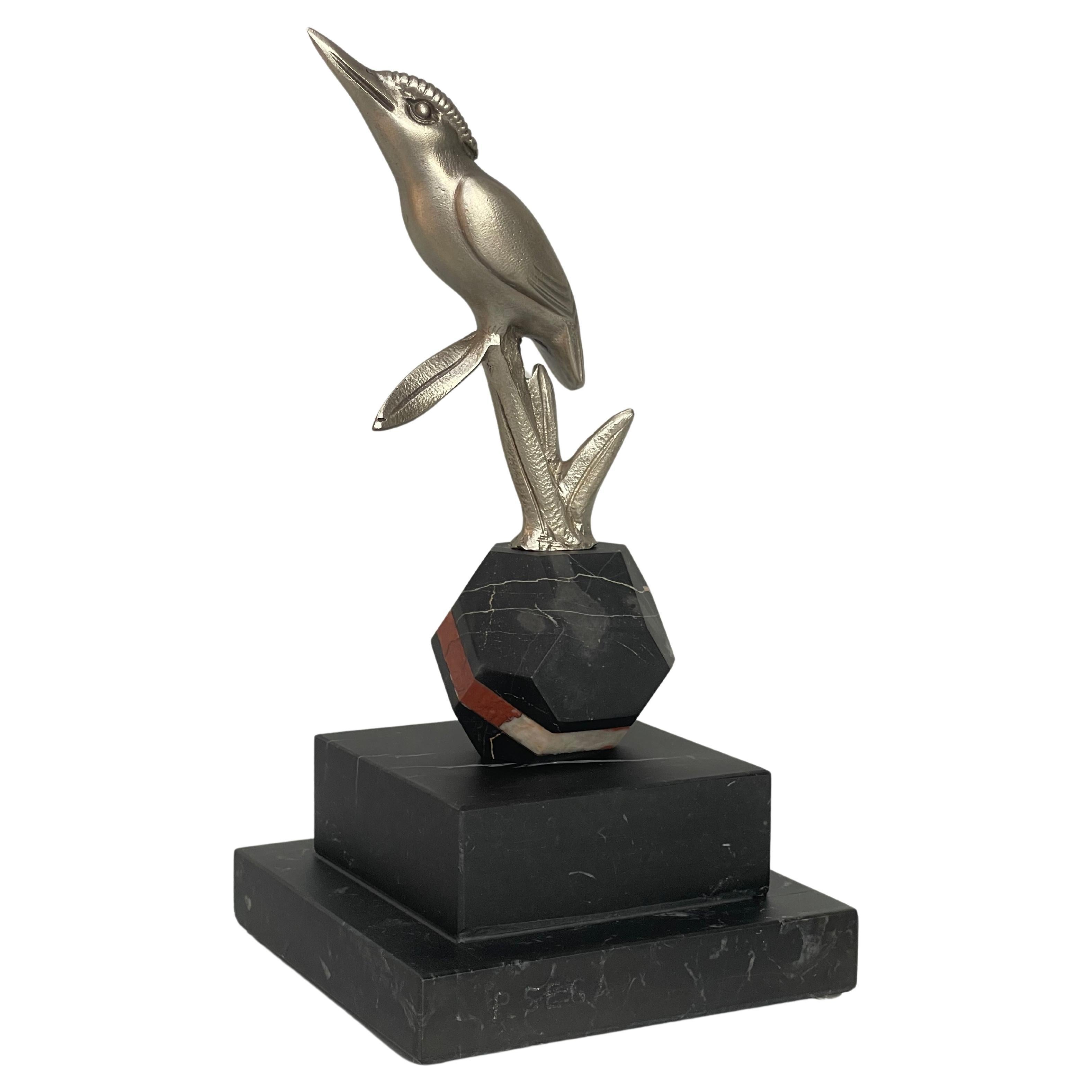 Art Deco Bronze Vogel Briefbeschwerer Signiert P. Sega
