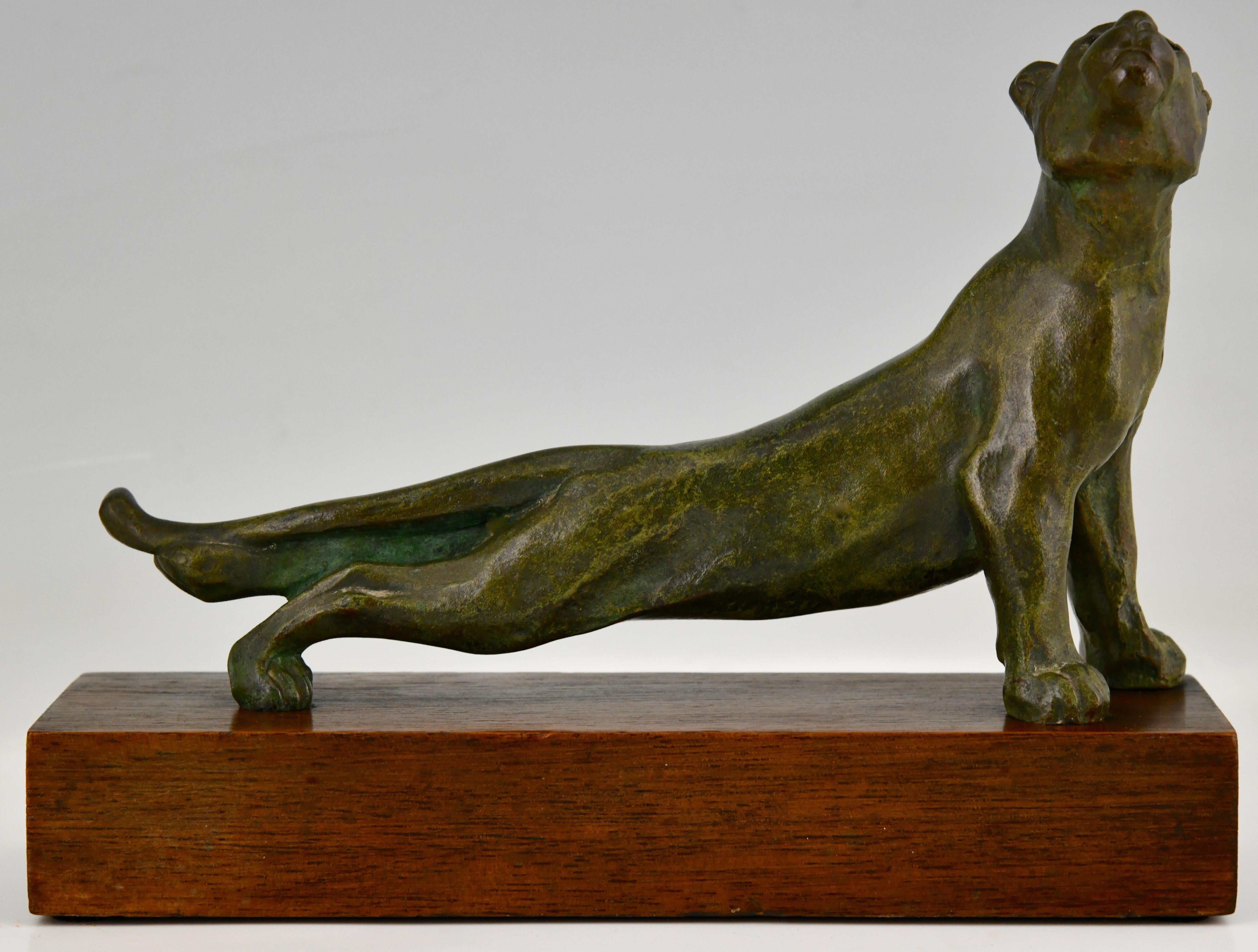 Art Deco Bronze Bookends Panther and Tiger by Oscar Waldmann, 1925 For Sale 2
