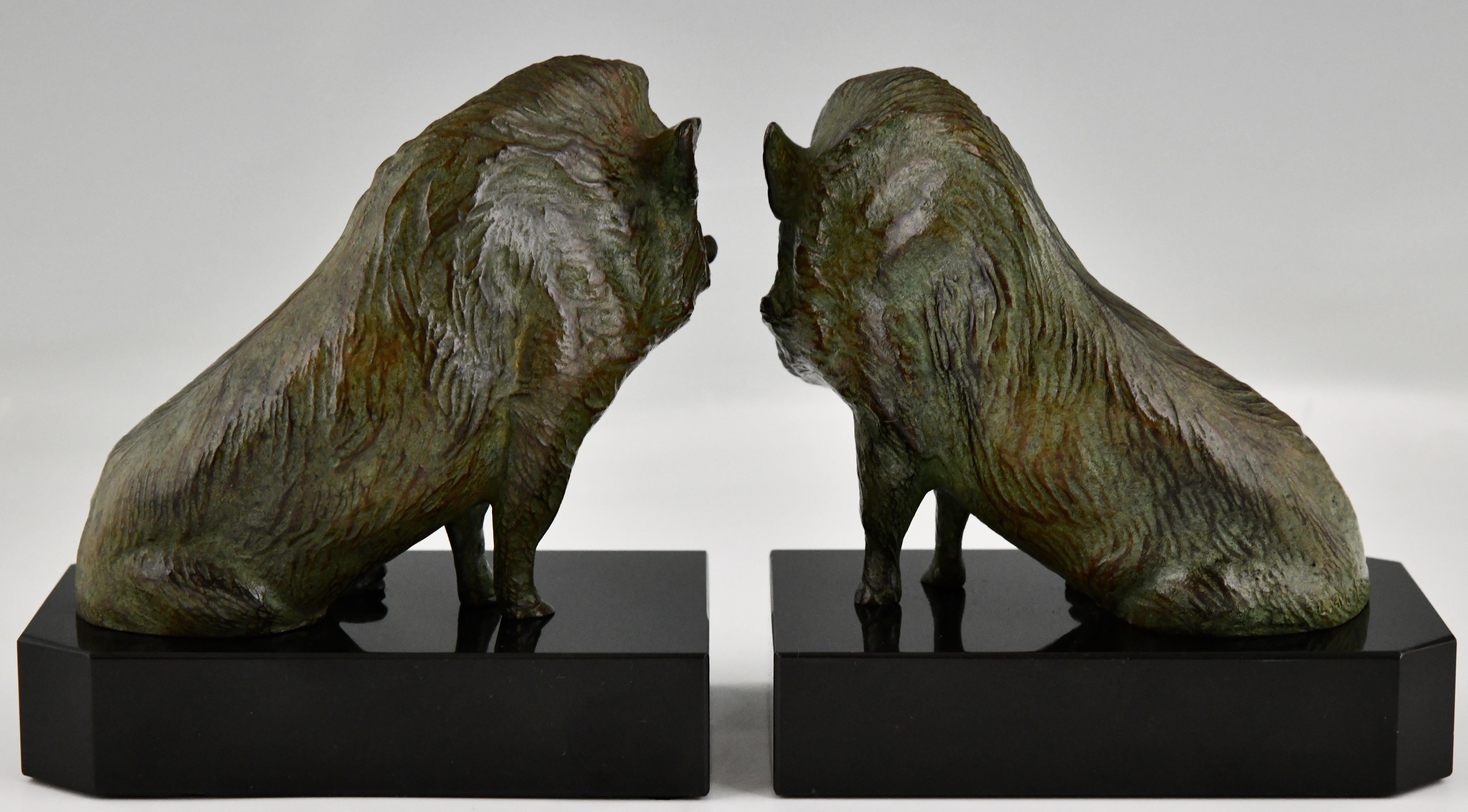 Art Deco Bronze Bookends Wild Boar by Louis Riche, France 1930 In Good Condition For Sale In Antwerp, BE