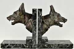 Art Deco Bronze Bookends with Shepherd Dogs by Varnier, France, 1925