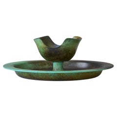 Cuenco de bronce de estilo Art Déco de GAB Guldsmedsaktiebolaget, Suecia, década de 1930.
