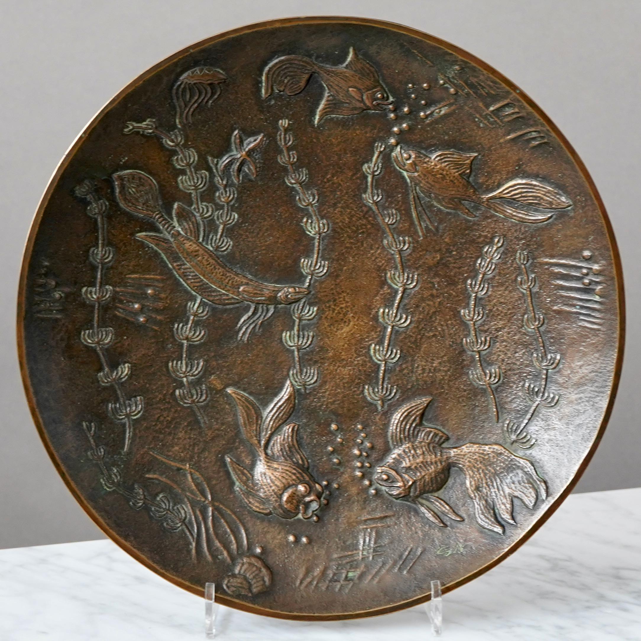 Cuenco Art Decó de bronce de Gunnar Nylund, Suecia, década de 1940 Vaciado en venta