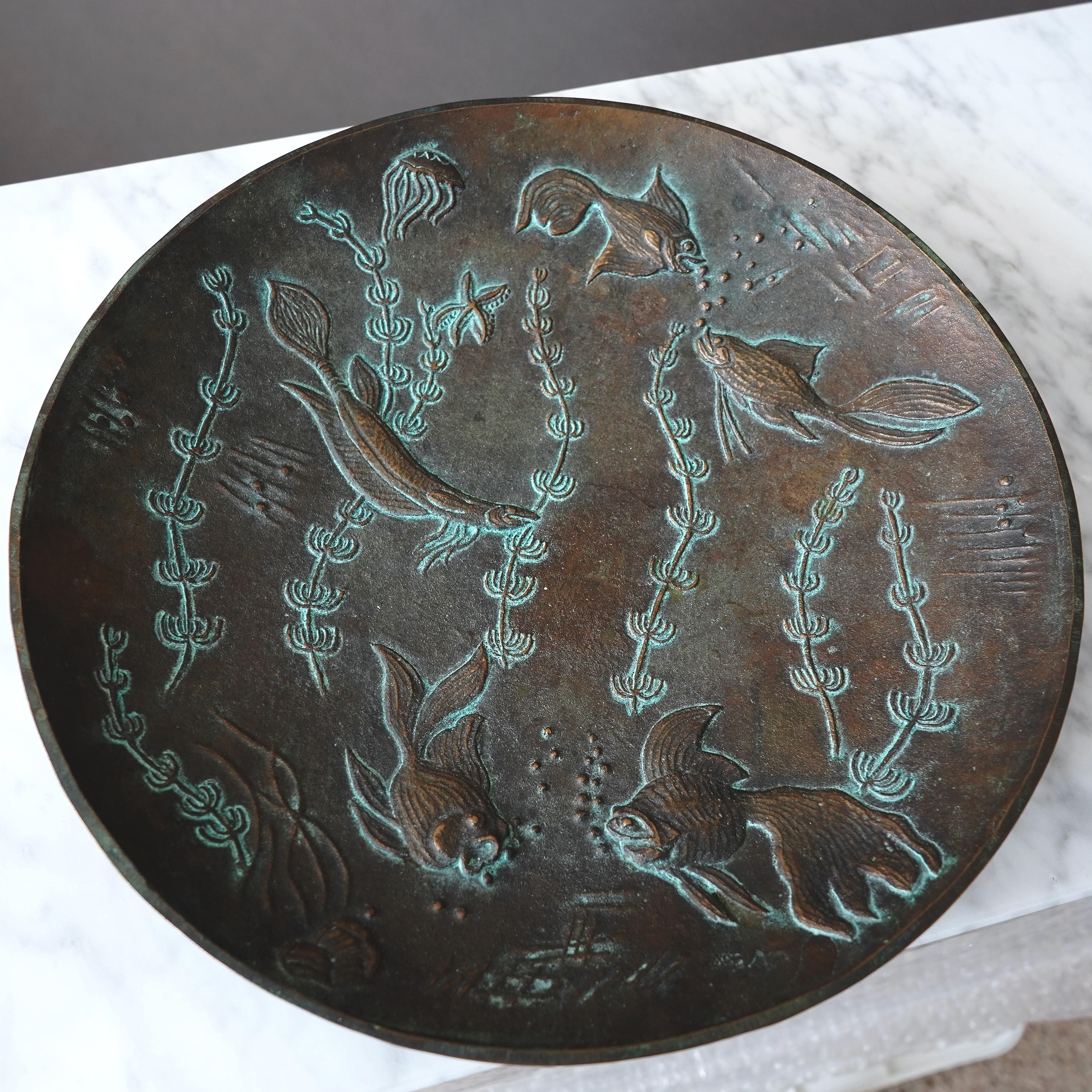 Art Deco Bronze Bowl by Gunnar Nylund, Sweden, 1940s In Good Condition In Malmö, SE