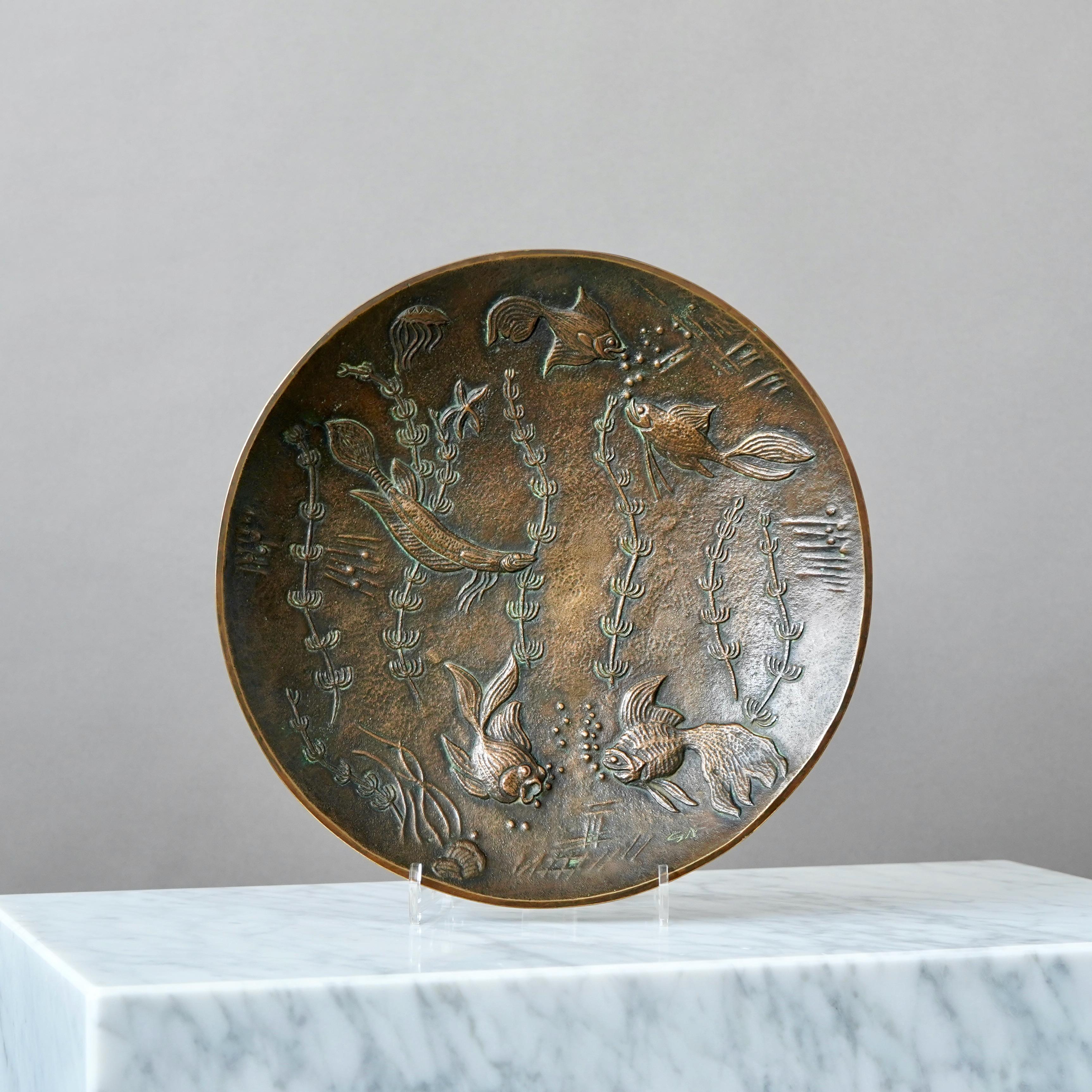 Cuenco Art Decó de bronce de Gunnar Nylund, Suecia, década de 1940 en Bueno estado para la venta en Malmö, SE
