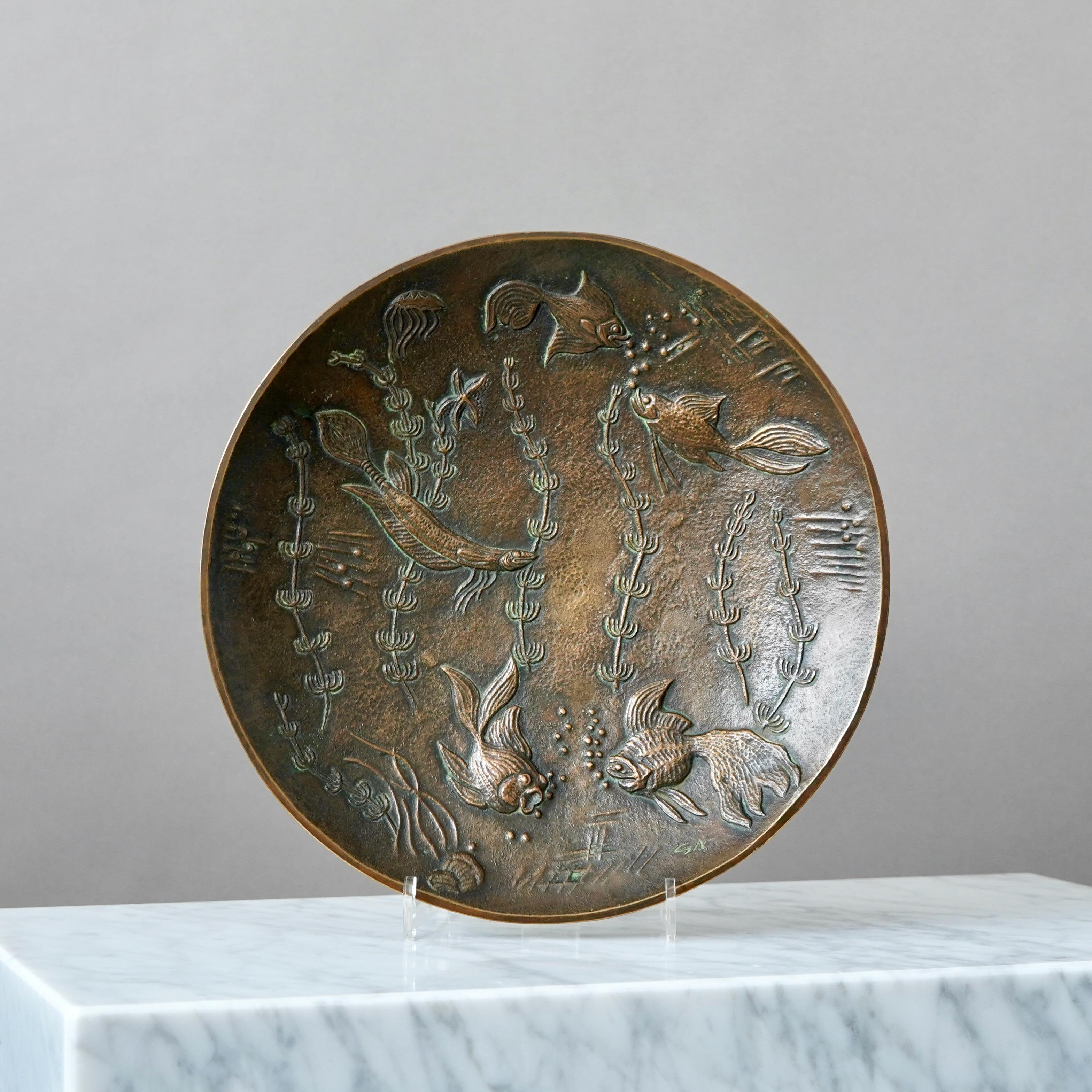 Cuenco Art Decó de bronce de Gunnar Nylund, Suecia, década de 1940 siglo XX en venta