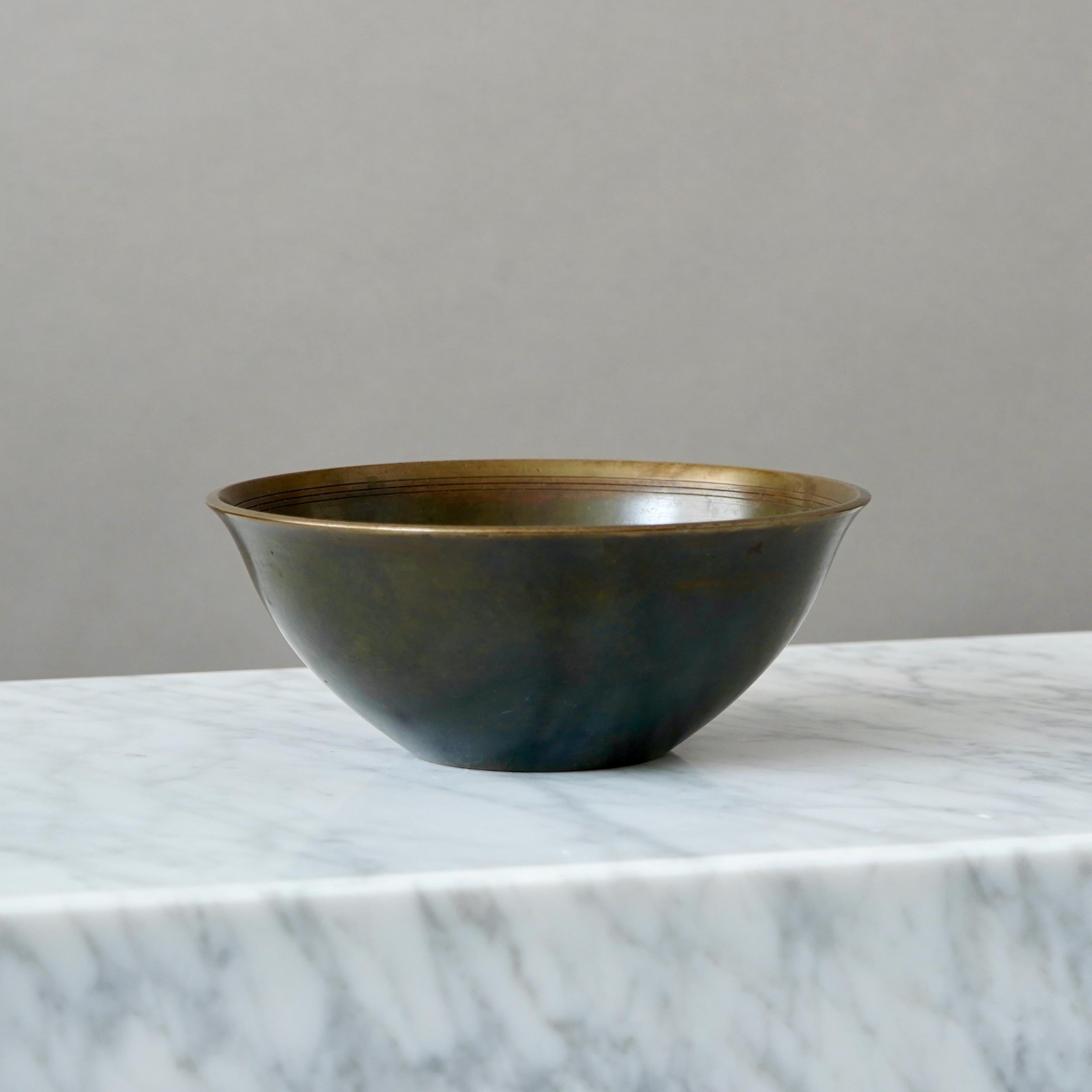 Danish Art Deco Bronze Bowl by Just Andersen, Denmark, 1920s For Sale