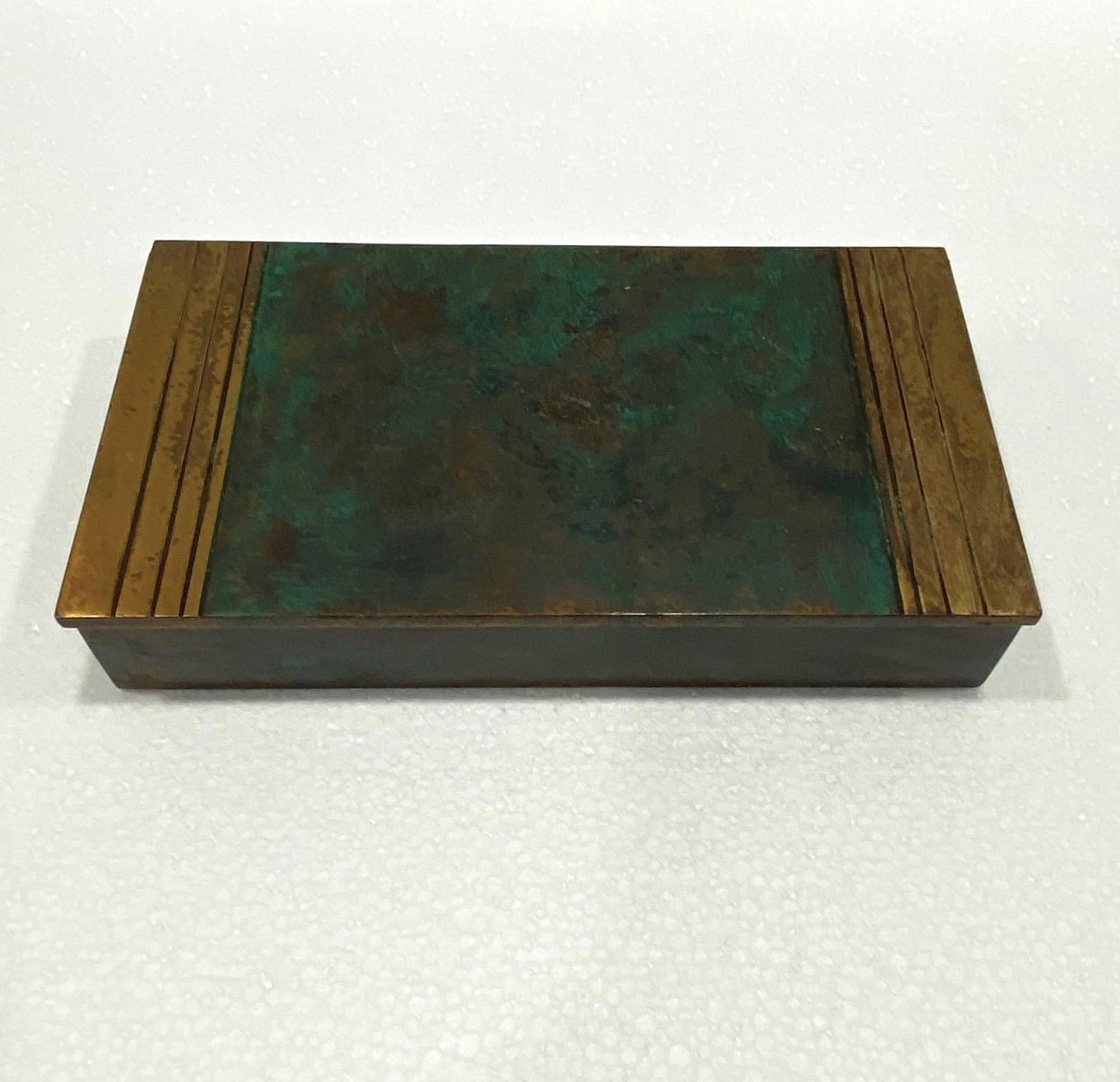 Art Deco Bronze Box with Green Patina by Silver Crest Bronze, circa 1940 4