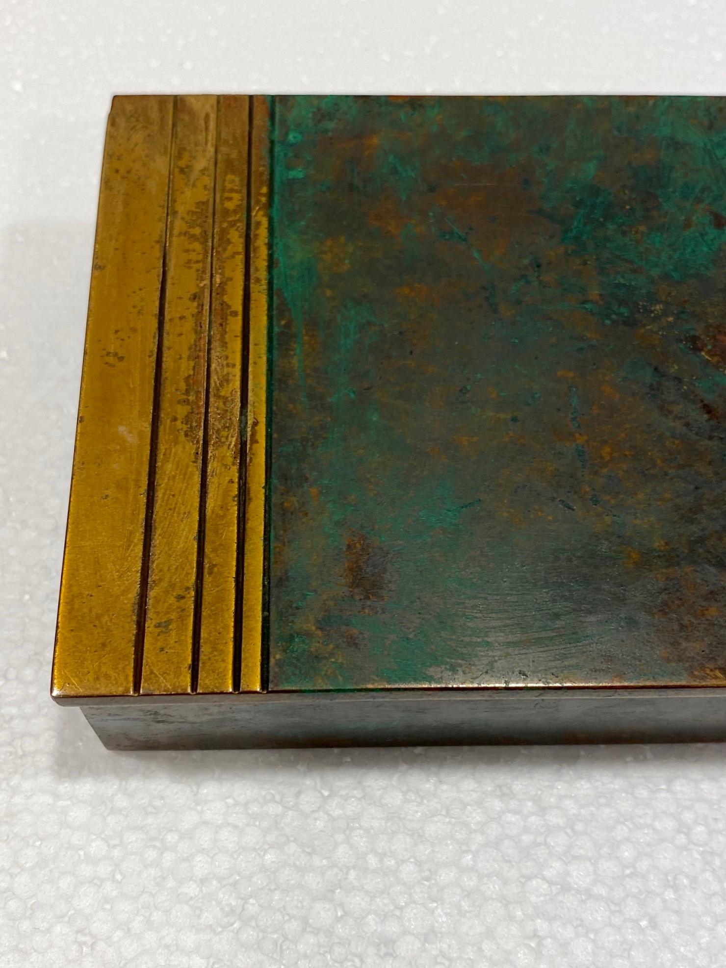Art Deco Bronze Box with Green Patina by Silver Crest Bronze, circa 1940 In Good Condition In Fort Lauderdale, FL