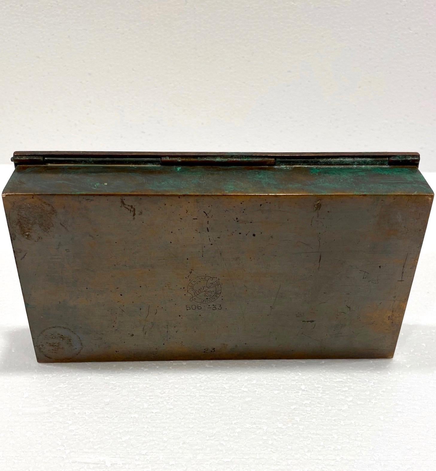 Art Deco Bronze Box with Green Patina by Silver Crest Bronze, circa 1940 2
