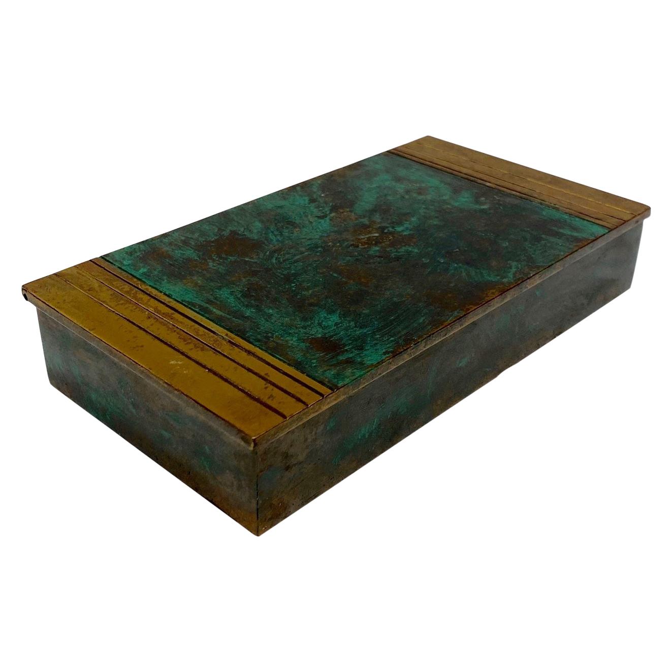 Art Deco Bronze Box with Green Patina by Silver Crest Bronze, circa 1940