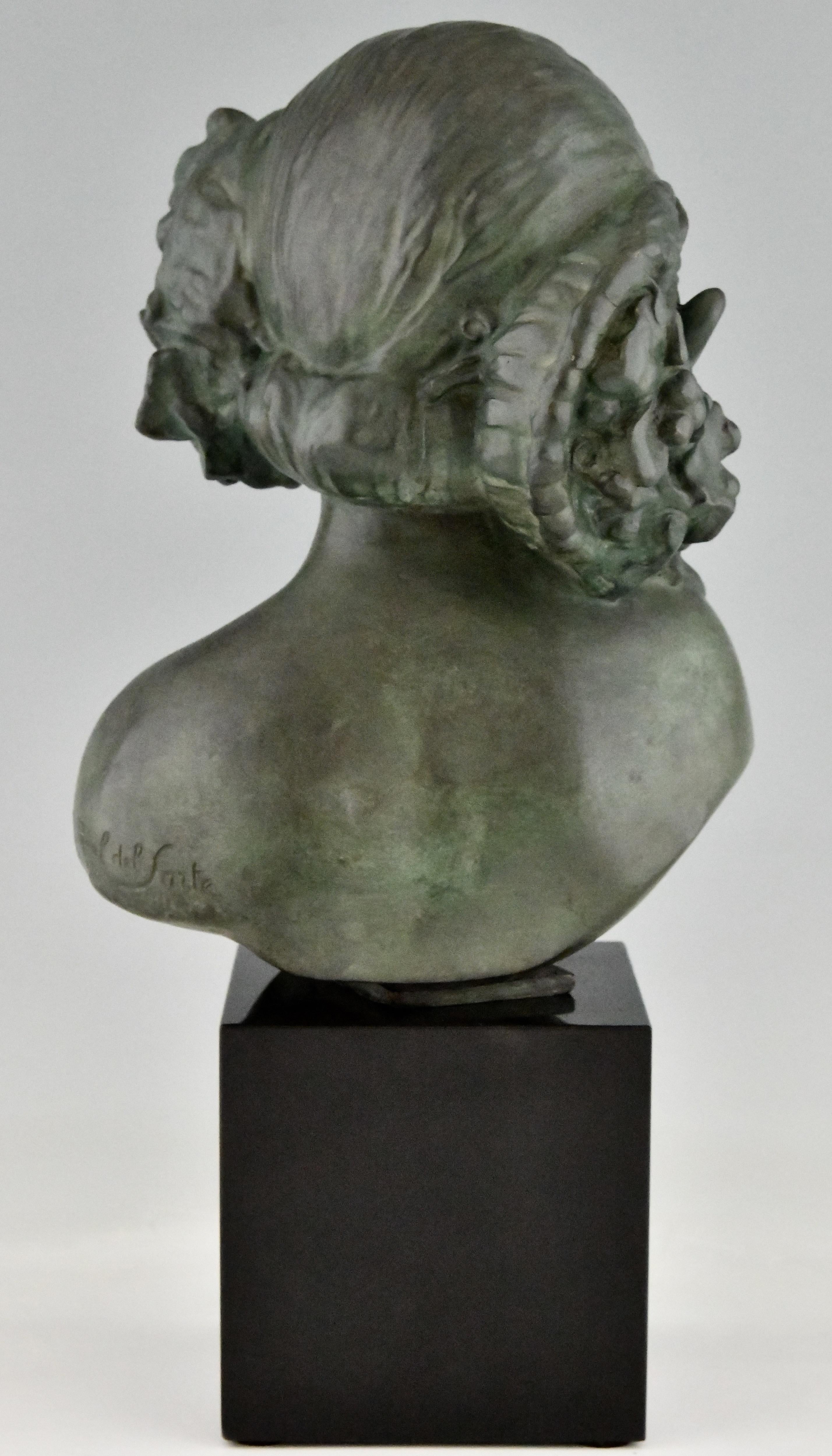French Art Deco Bronze Bust of a Female Satyr by Real Del Sarte, France, 1921