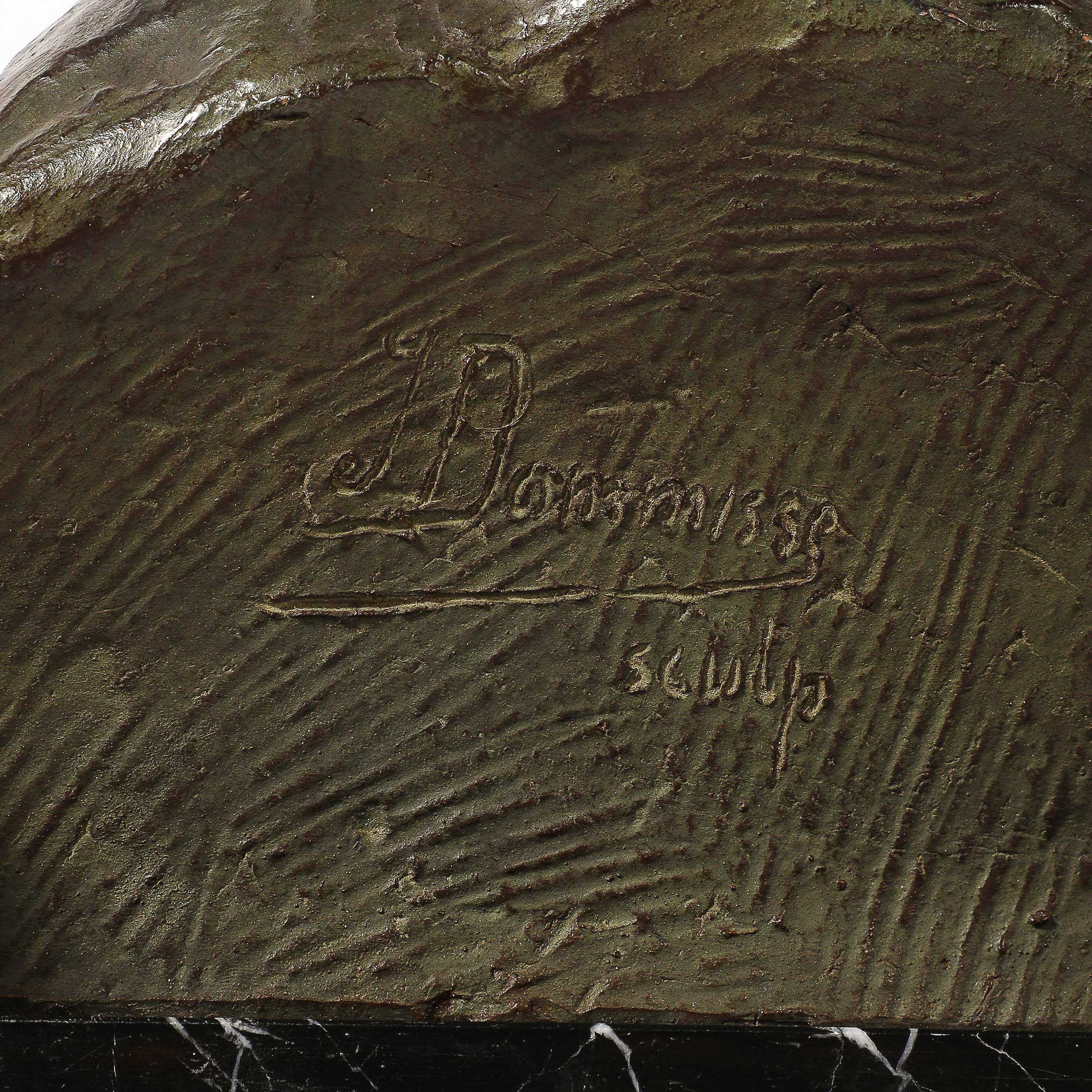 Art Deco Bronze Bust of a Male Figure on Marble Base signed Johannes Dommisse For Sale 2